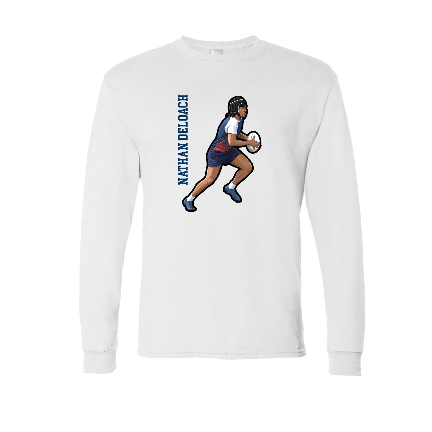 Long Sleeve Tee — Name Vertical in White