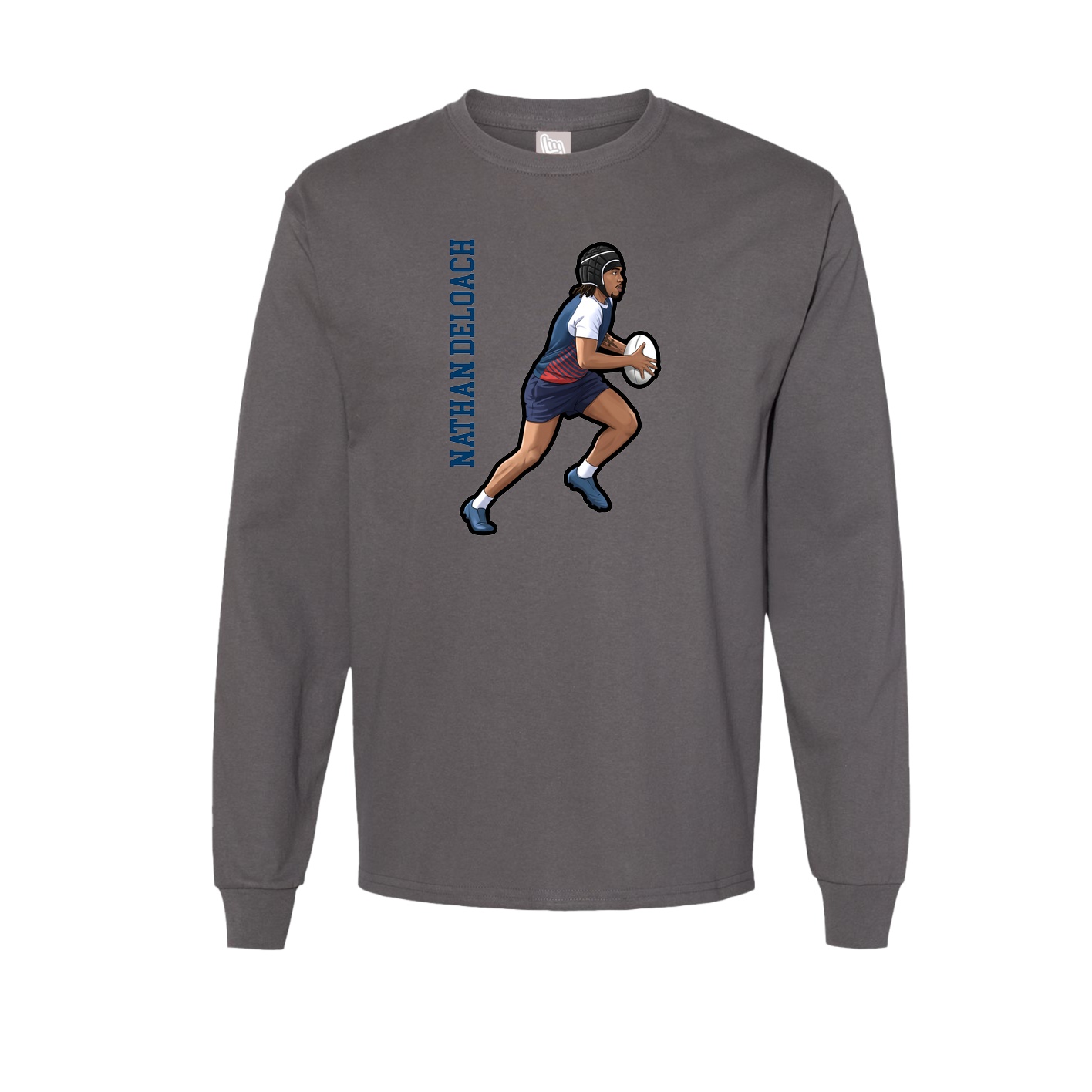 Long Sleeve Tee — Name Vertical in Grey