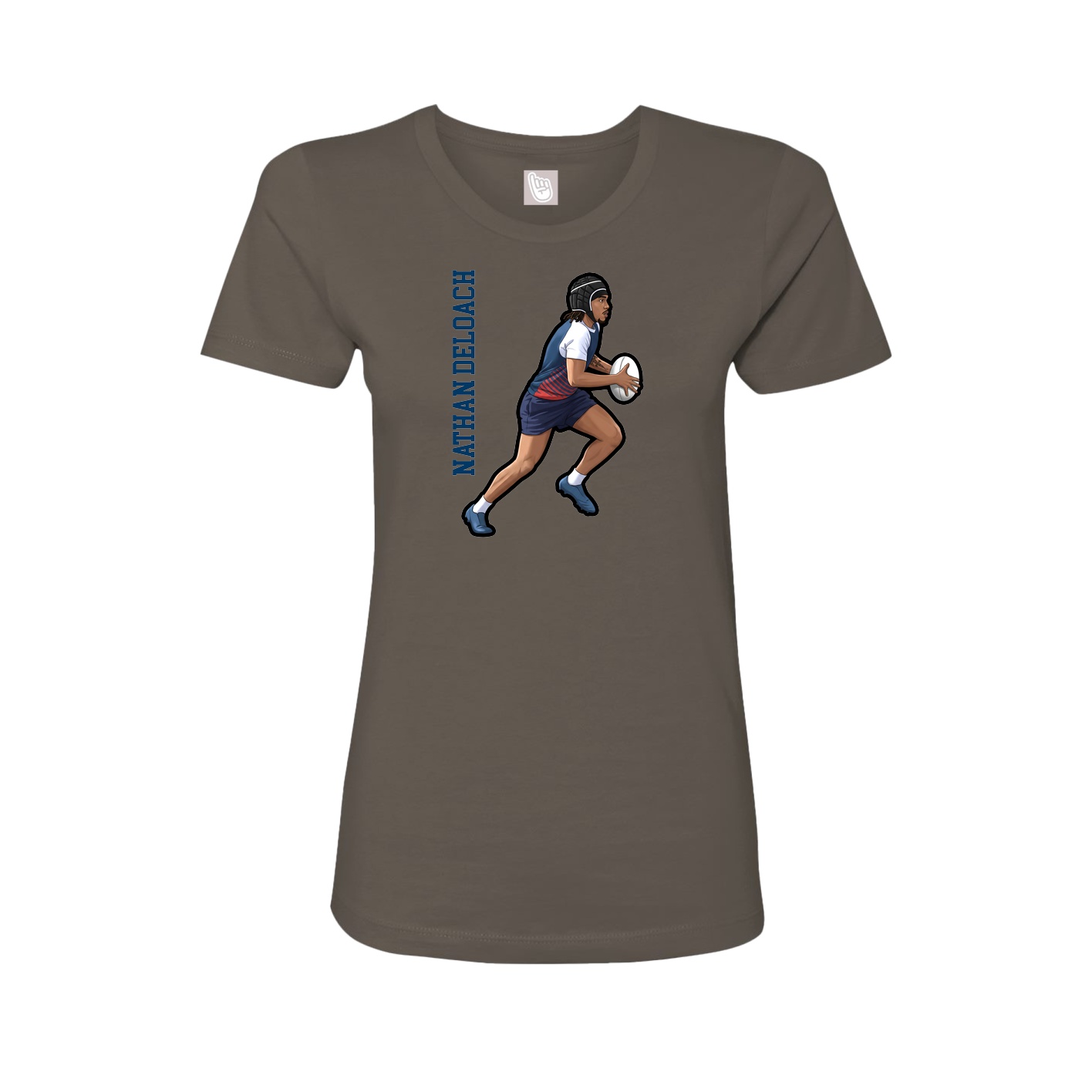 Fitted Women's Tee — Name Vertical in Grey