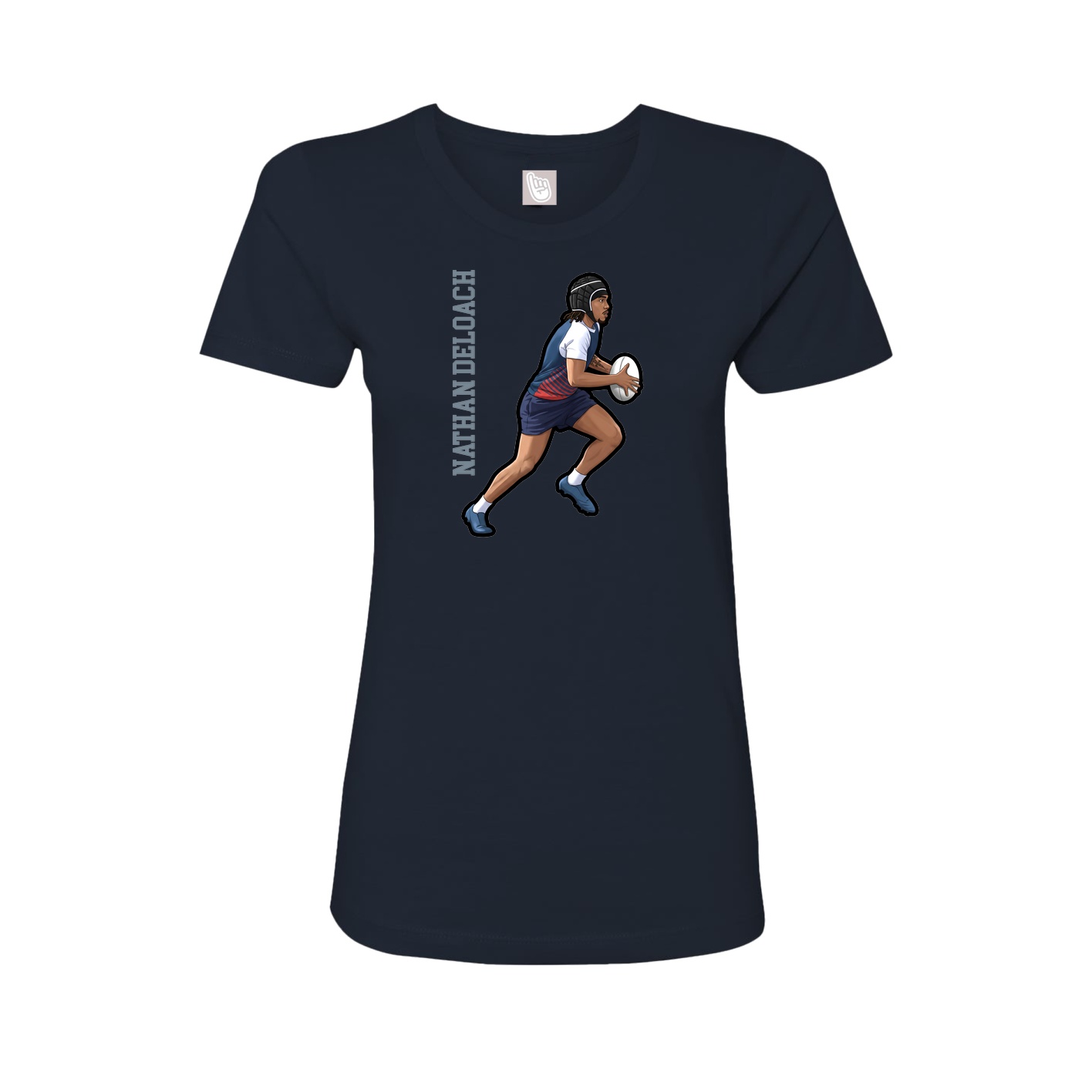 Womens Tee — Name Vertical in Navy