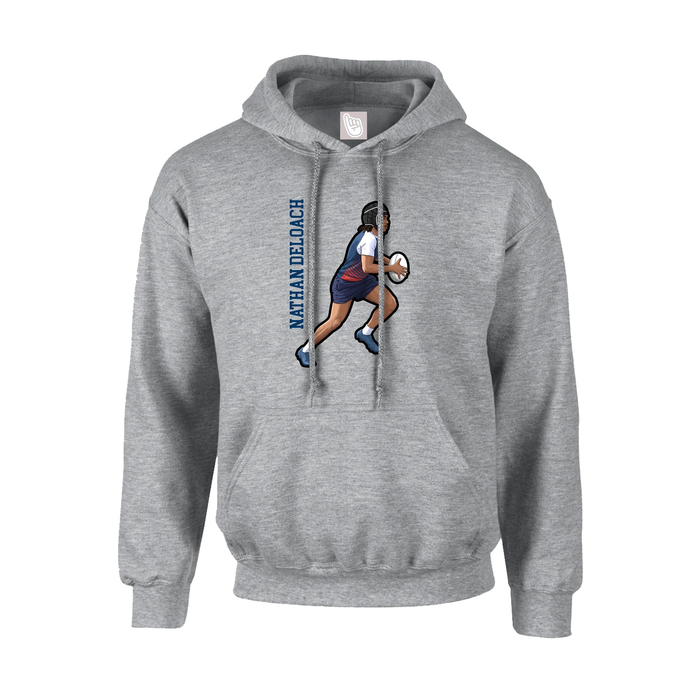 Hoodie — Name Vertical in Grey