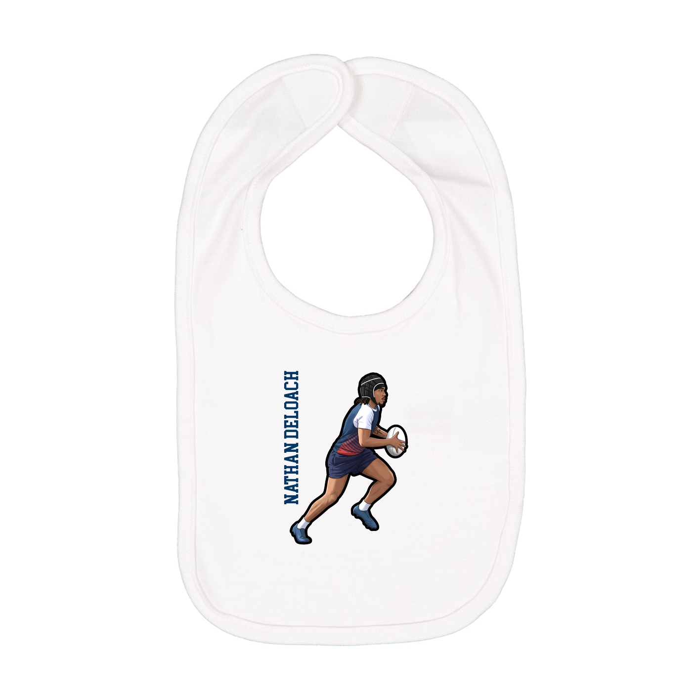 Infant Bib — Name Vertical in White
