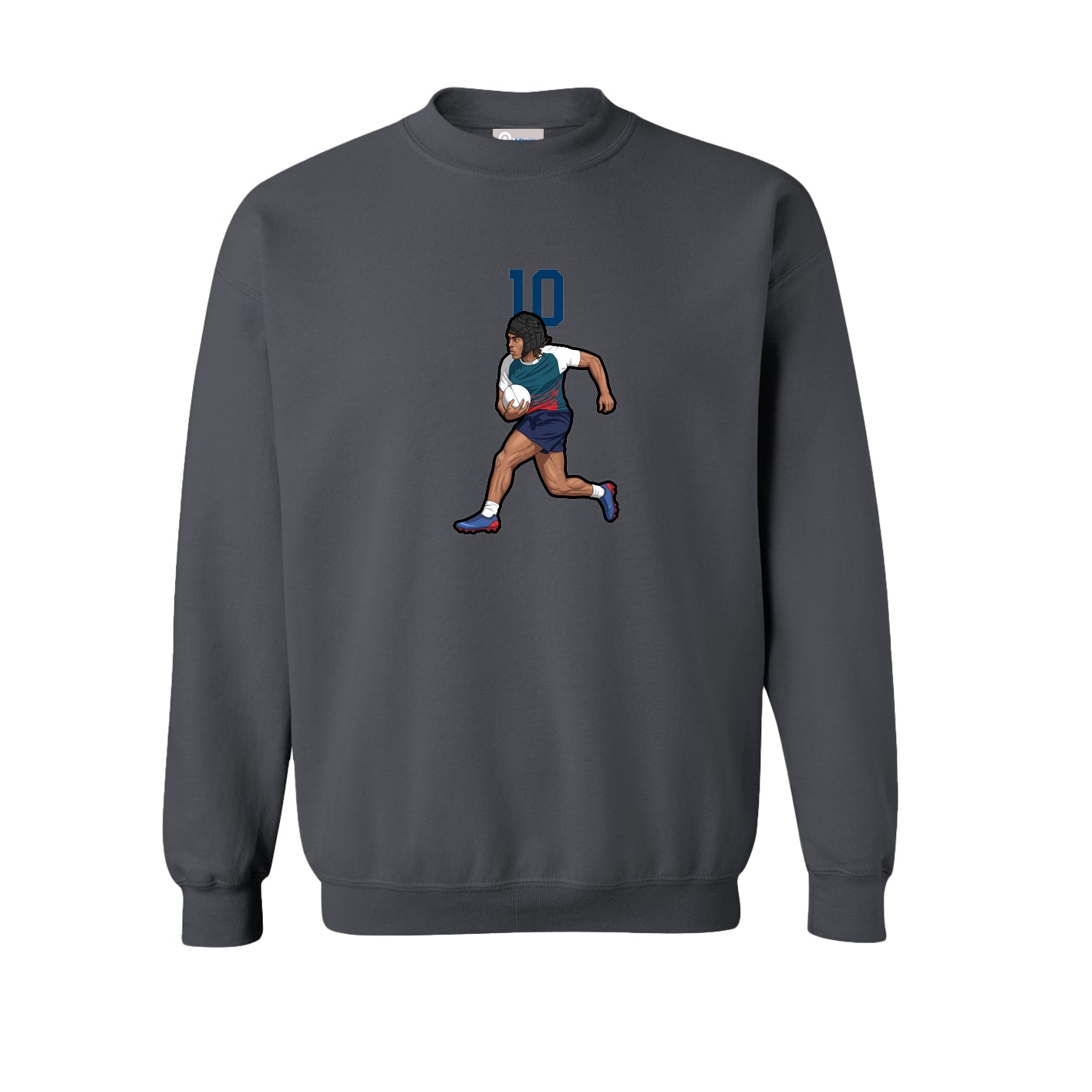 Fleece Crew — Number Top in Grey
