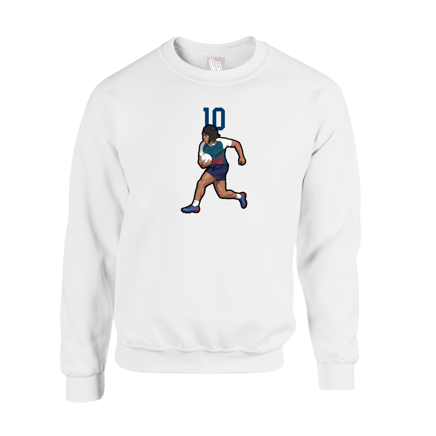 Fleece Crew — Number Top in White