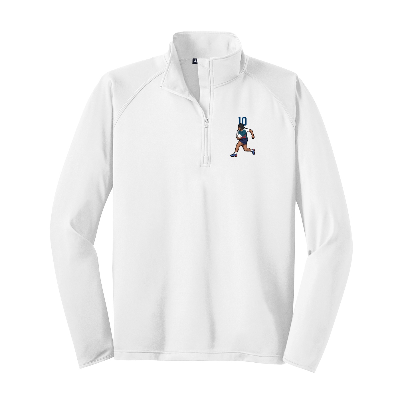 Q-Zip Pullover — Number Top in White