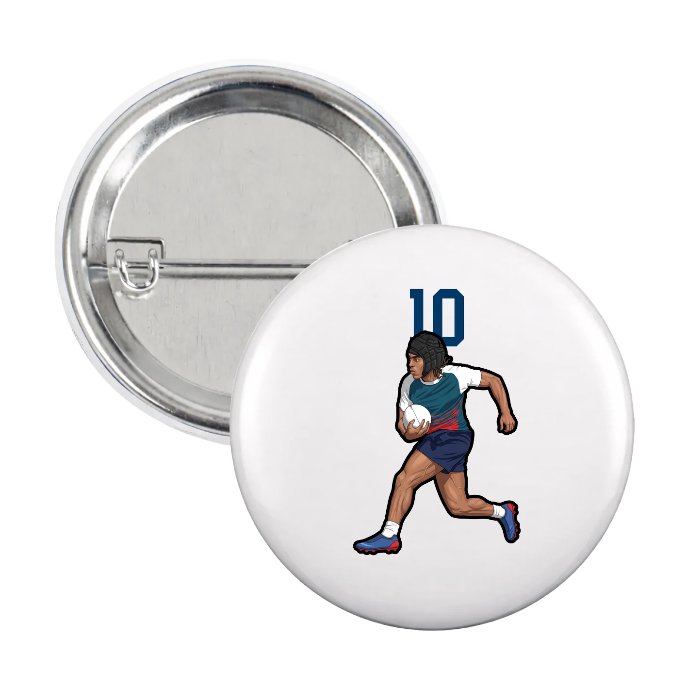 Game Day Button — Number Top in White