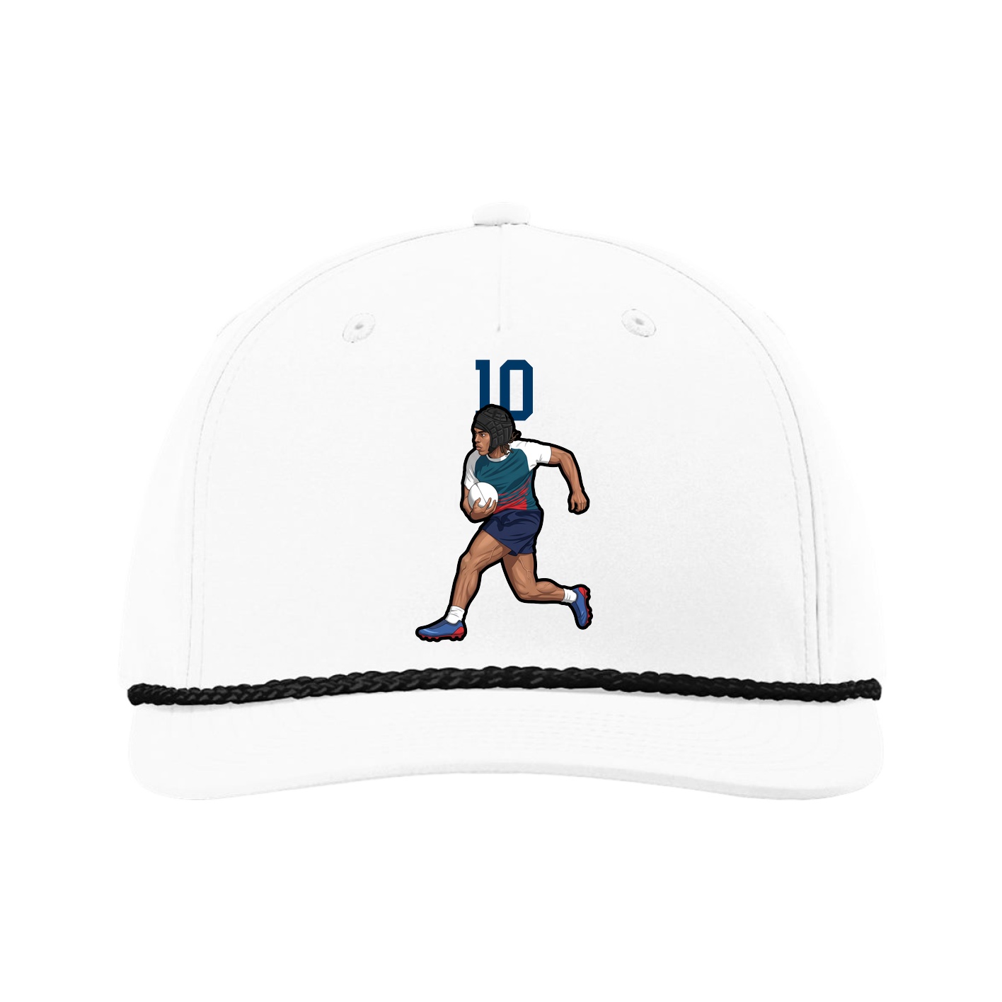 Five-Panel Classic Rope Cap — Number Top in White