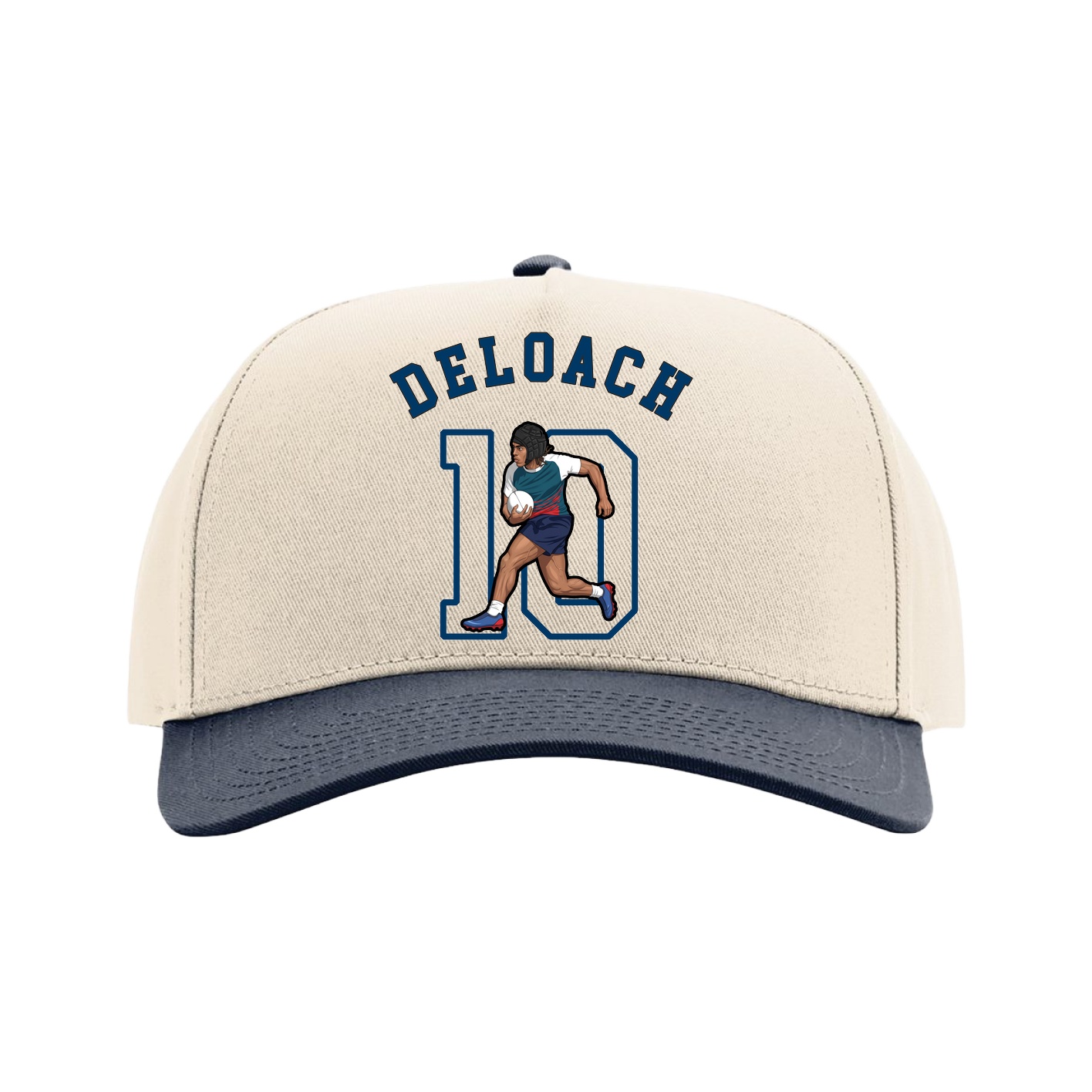 Full Fabric Five-Panel Champ Cap — Shirsey Arch in Cream/Navy