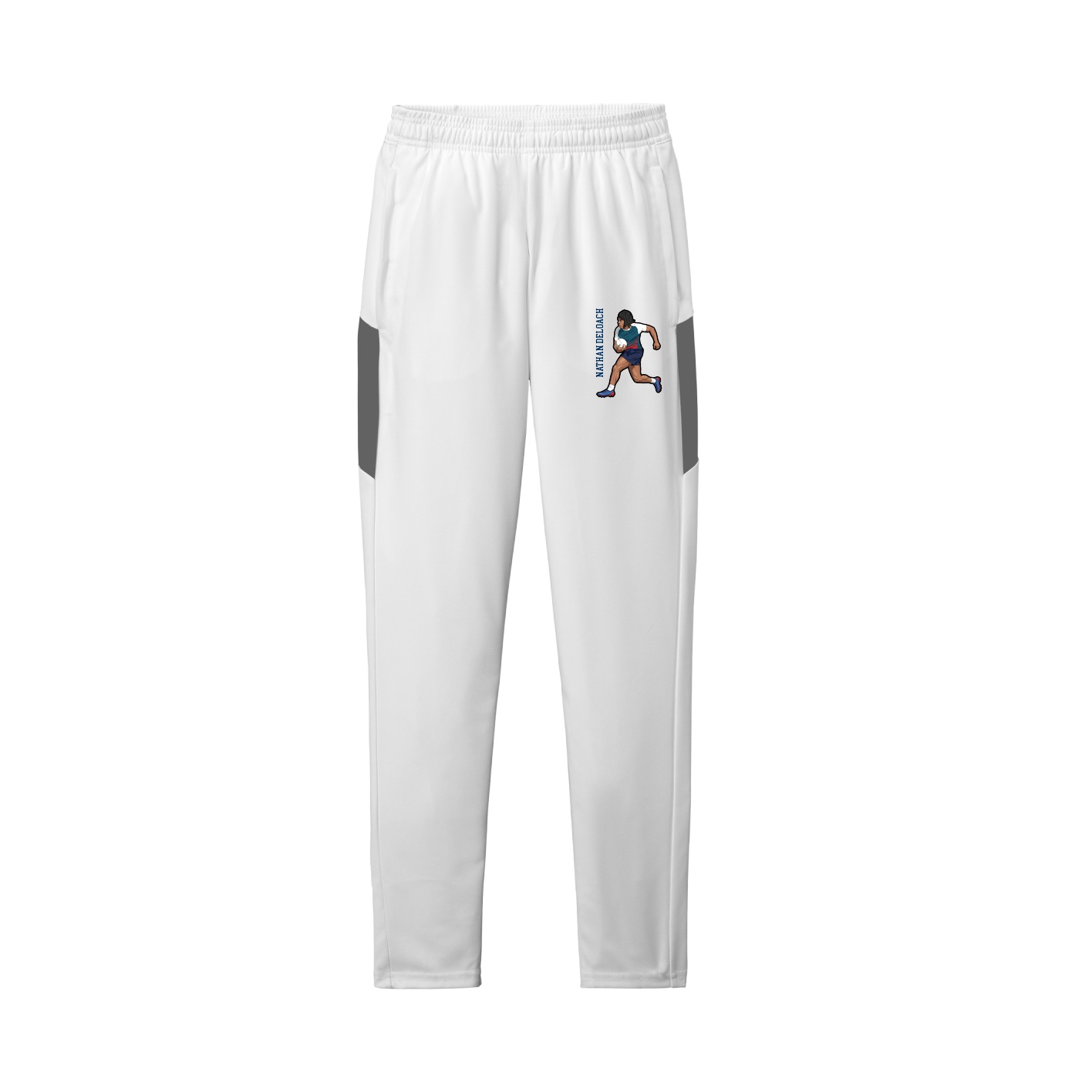 Team Travel Pant — Name Vertical in White/Grey