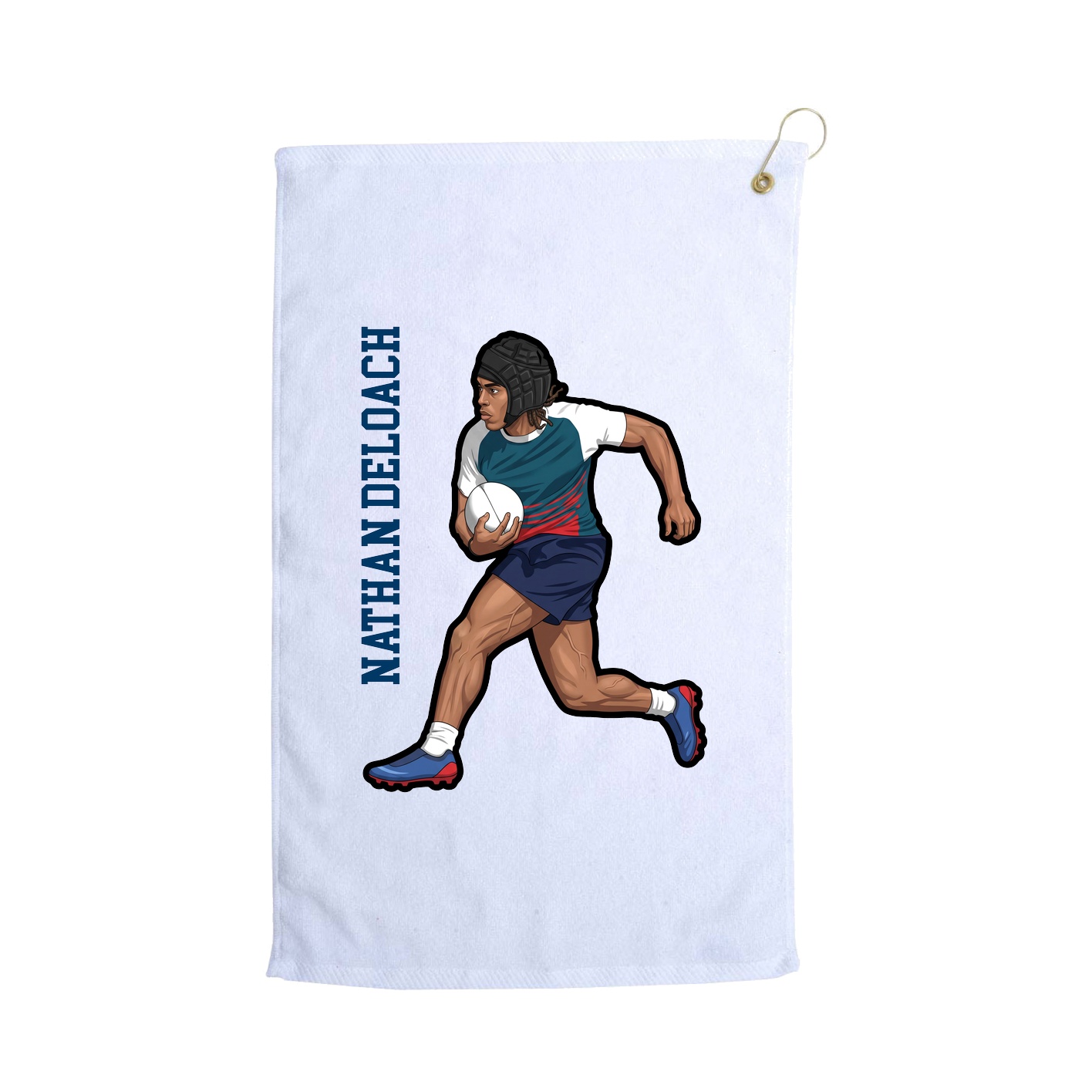 Golf Towel — Name Vertical in White