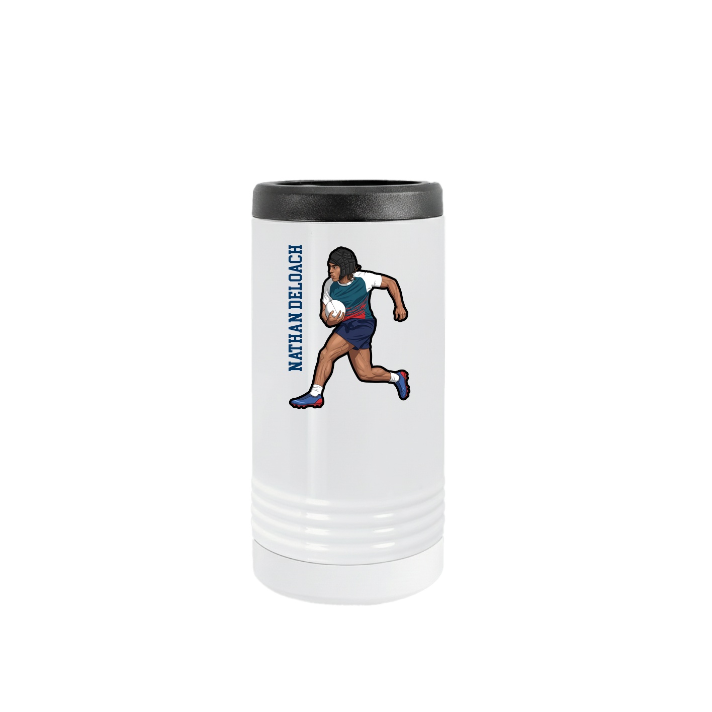 Slim Beverage Holder — Name Vertical in White