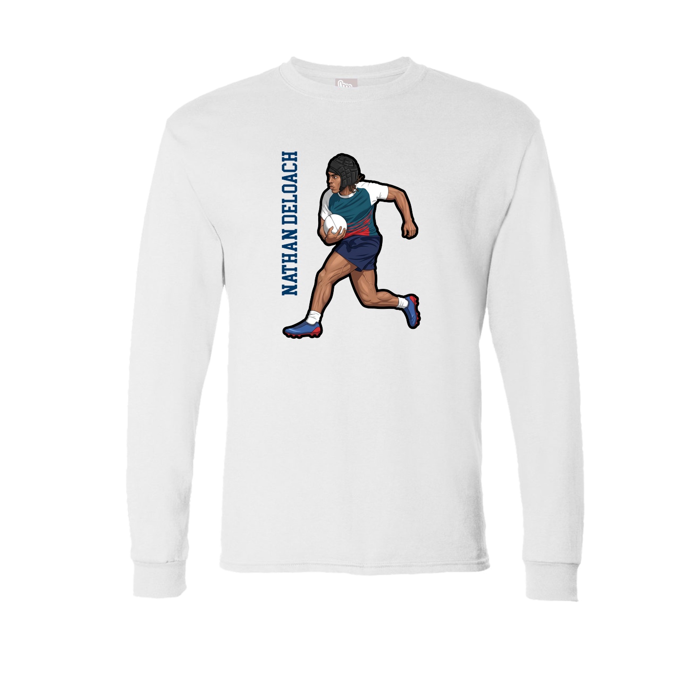 Long Sleeve Tee — Name Vertical in White