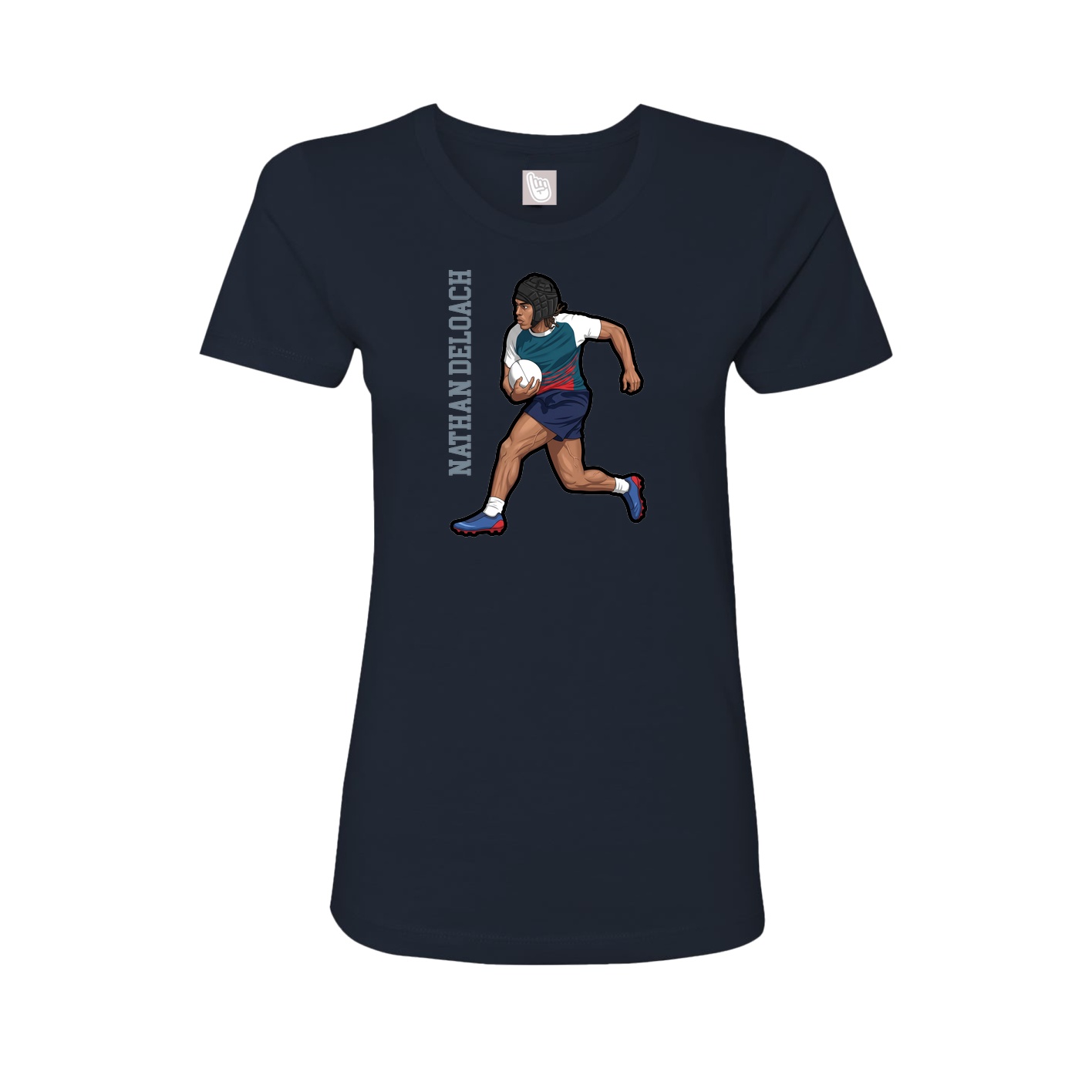 Womens Tee — Name Vertical in Navy