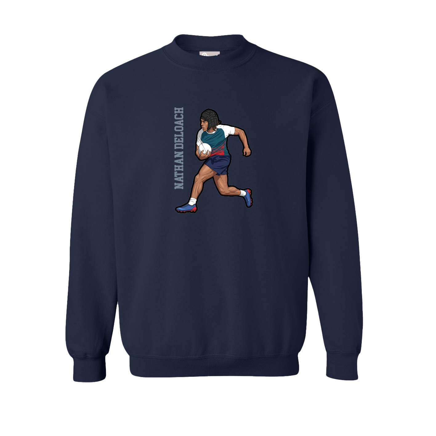 Fleece Crew — Name Vertical in Navy