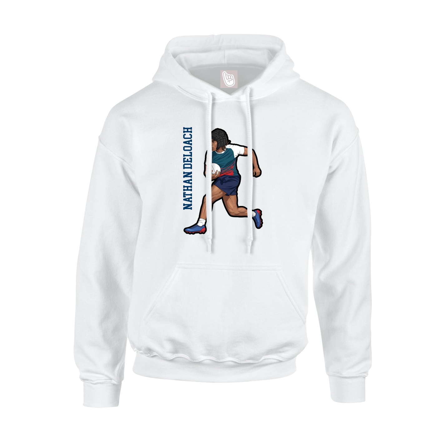 Youth Hoodie — Name Vertical in White