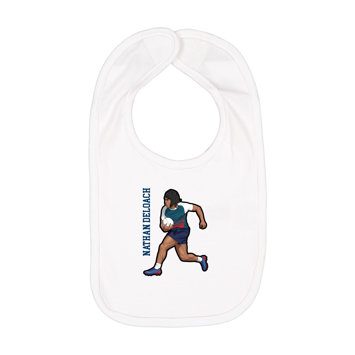 Infant Bib — Name Vertical in White