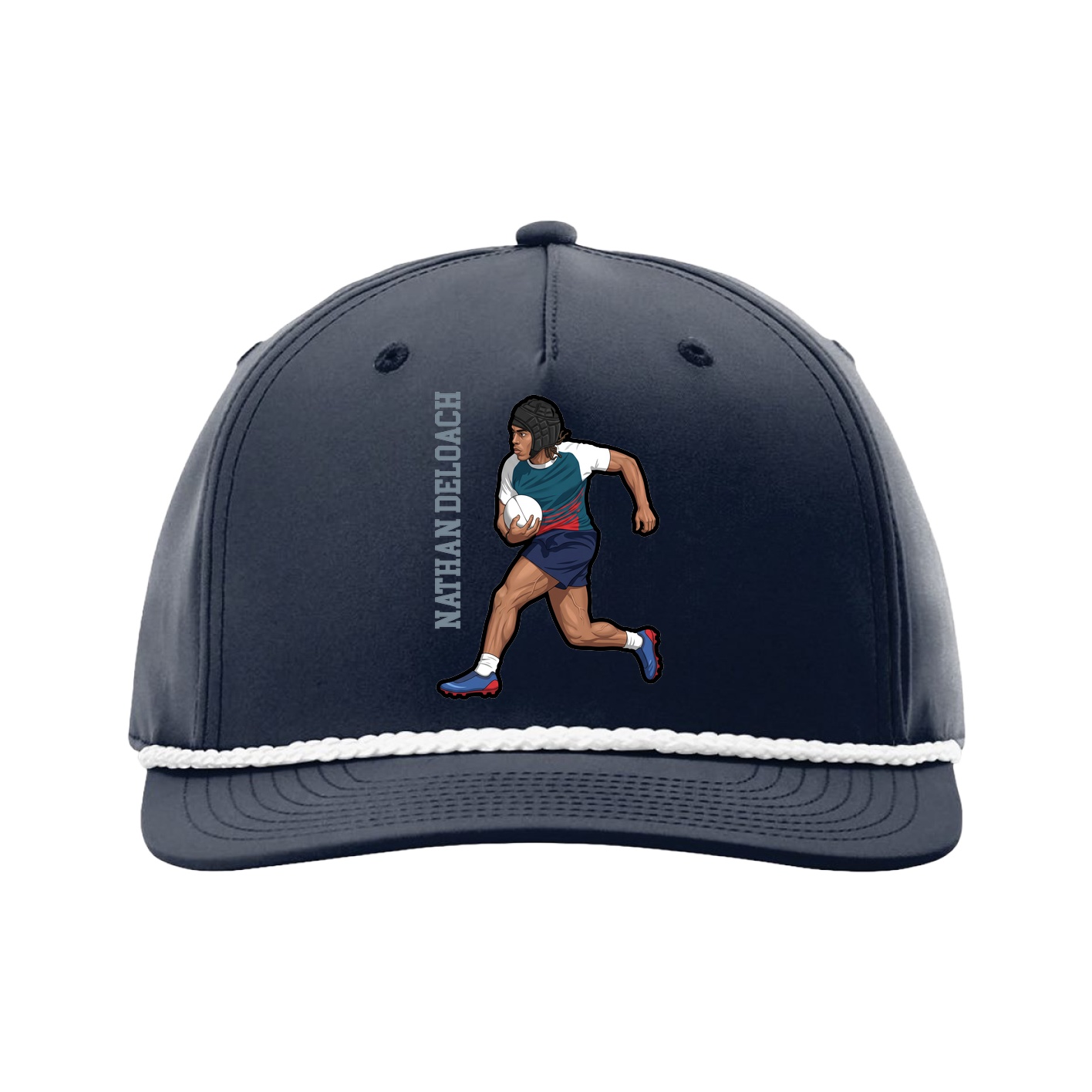 Five-Panel Classic Rope Cap — Name Vertical in Navy