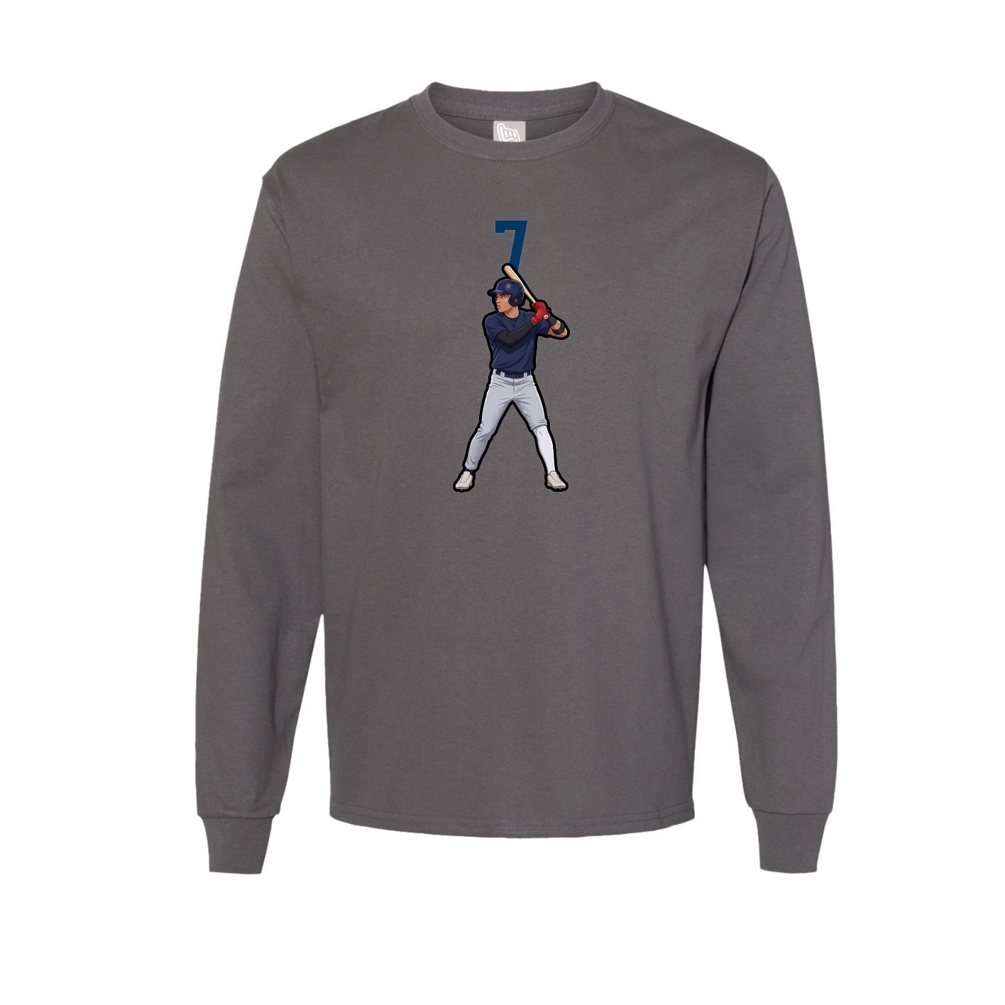 Long Sleeve Tee — Number Top in Grey
