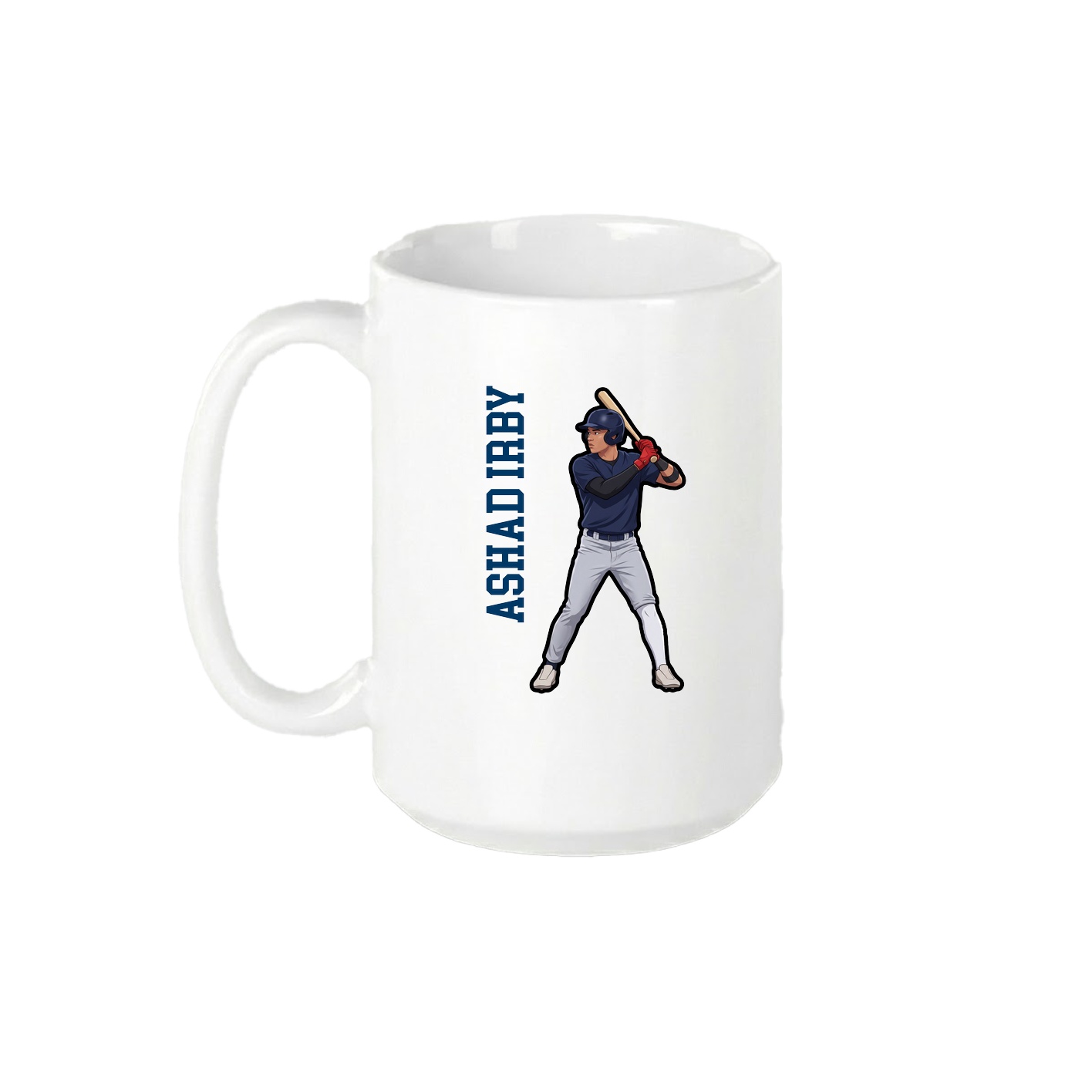 15oz Coffee Mug — Name Vertical in White