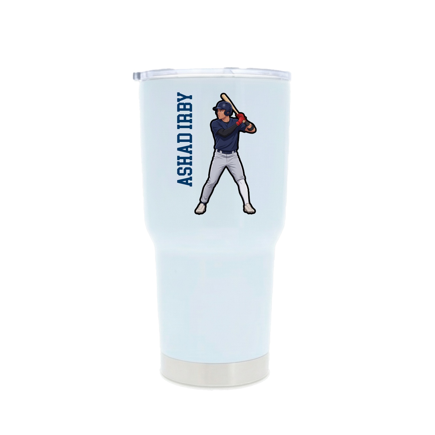 30oz Stainless Steel Tumbler — Name Vertical in White