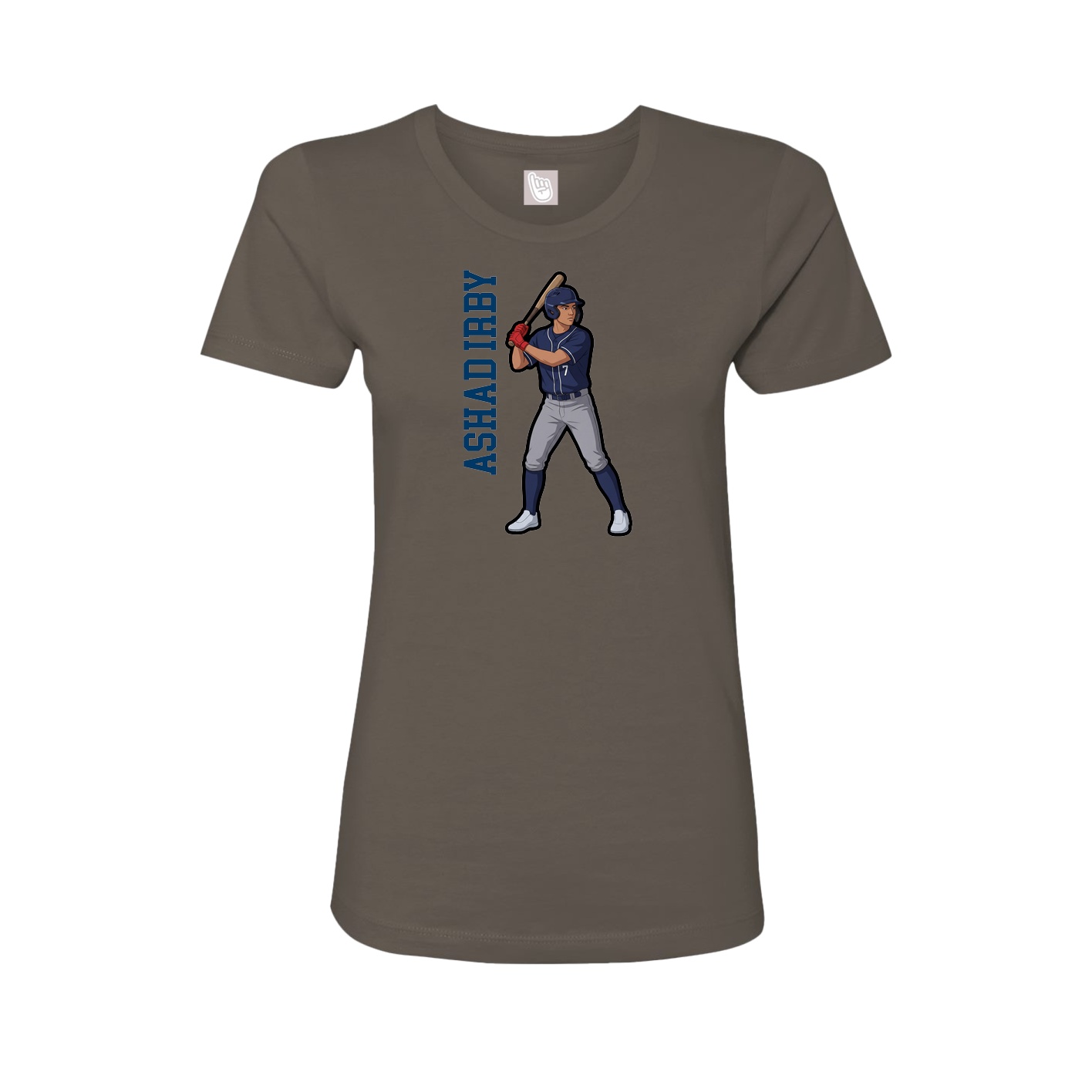 Fitted Women's Tee — Name Vertical in Grey