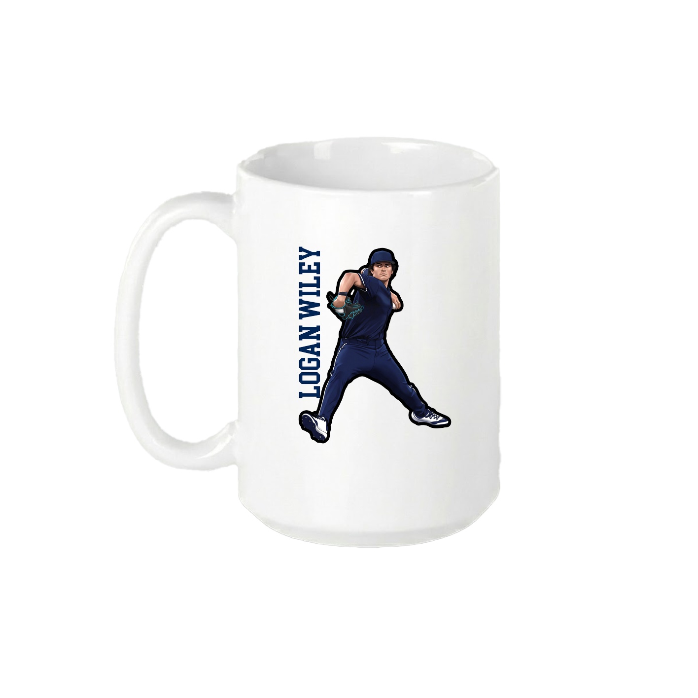 15oz Coffee Mug — Name Vertical in White