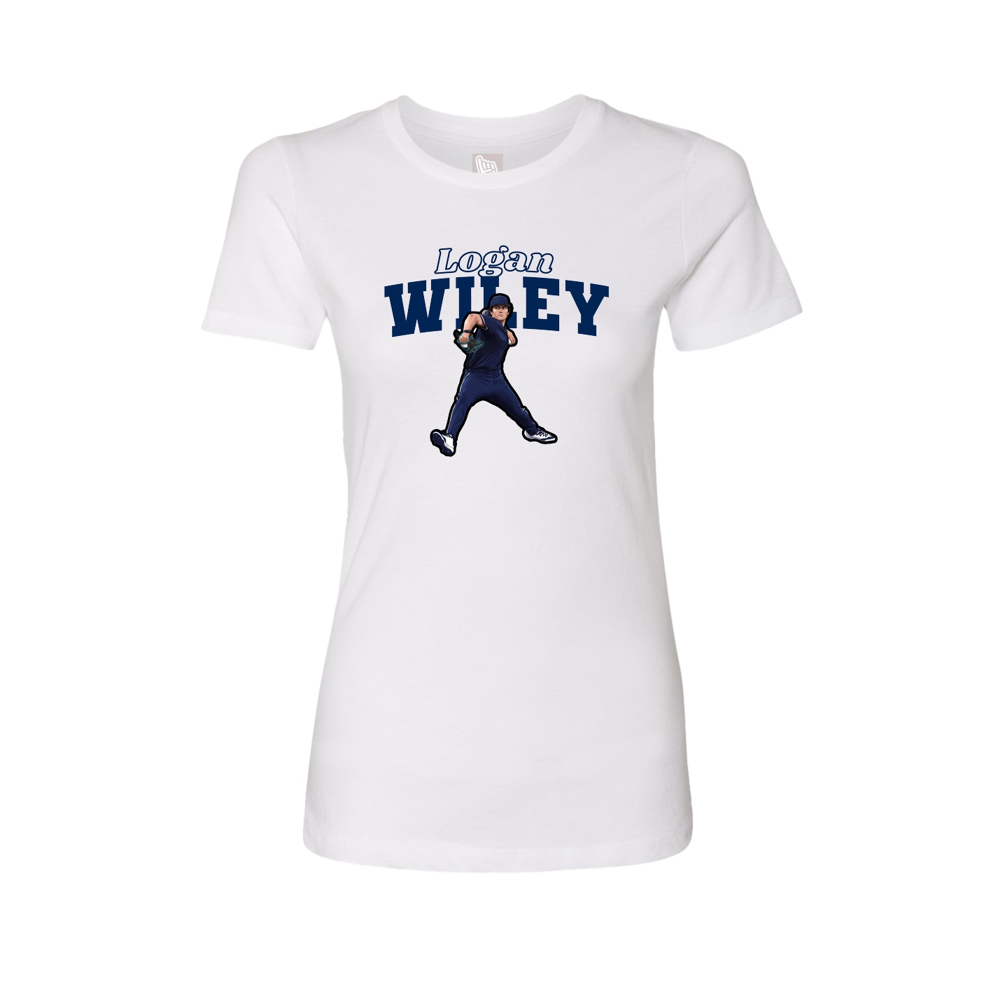 Fitted Women's Tee — Name Arch in White