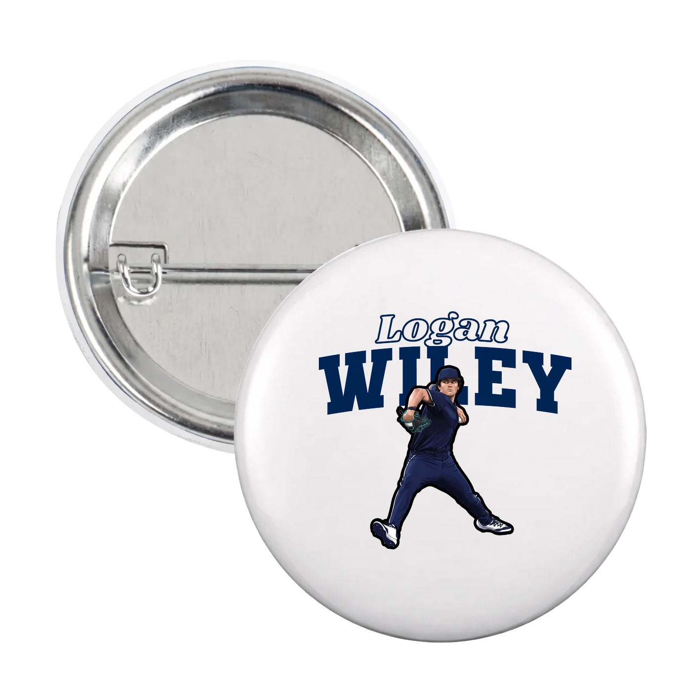 Game Day Button — Name Arch in White