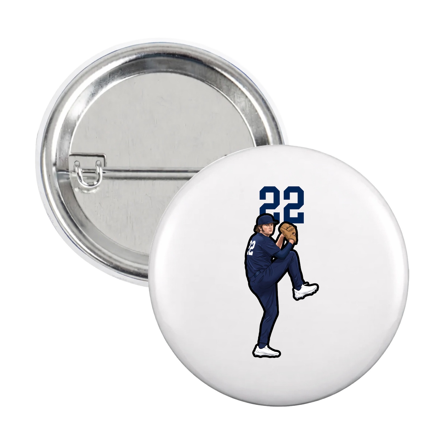 Game Day Button — Number Top in White