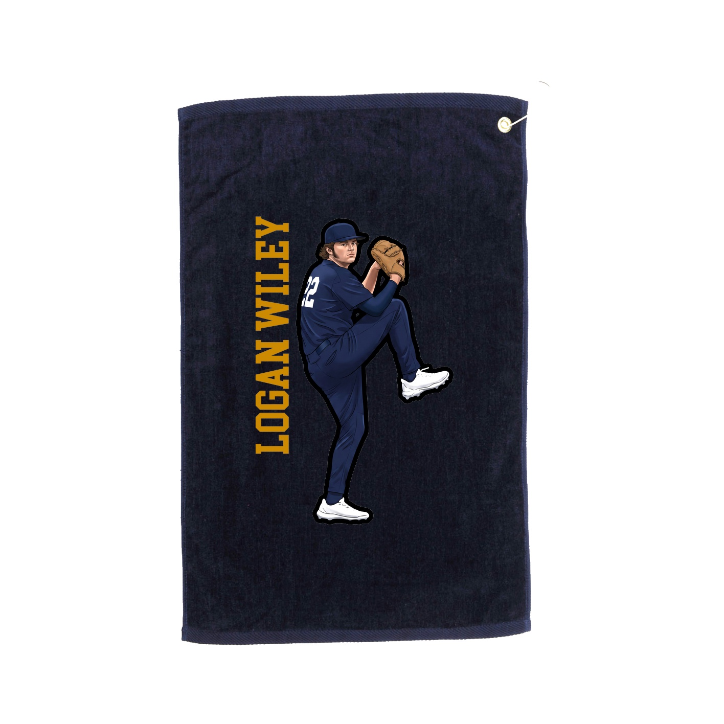 Golf Towel — Name Vertical in Navy