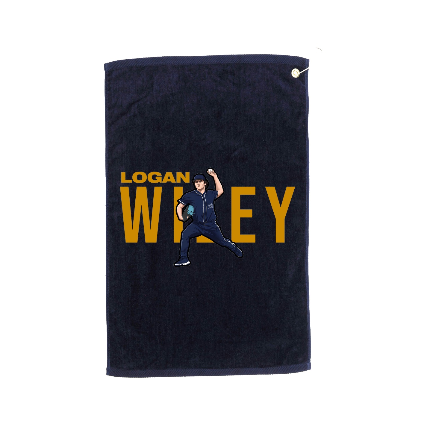 Golf Towel — Player Name in Navy