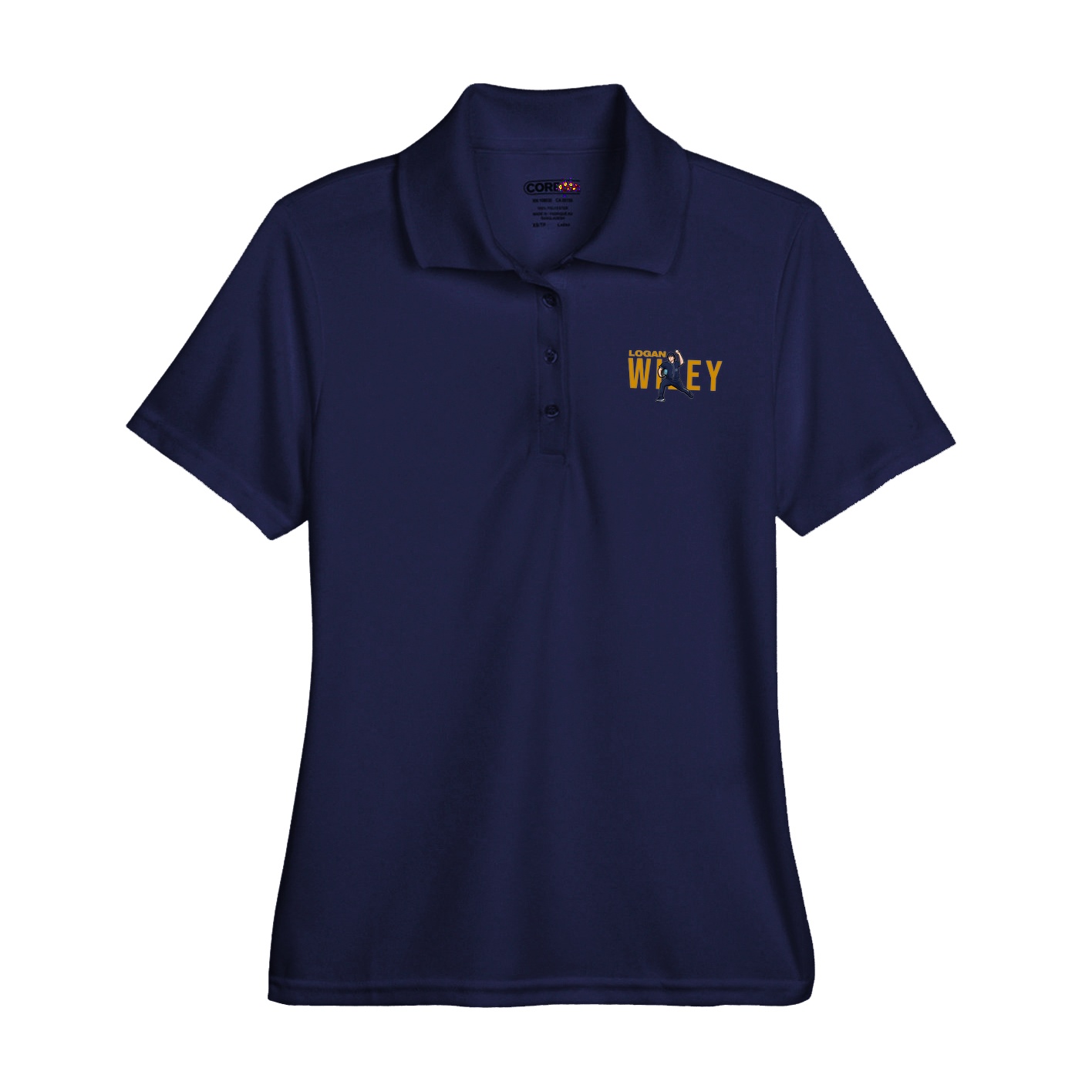 Womens Performance Polo — Player Name in Navy