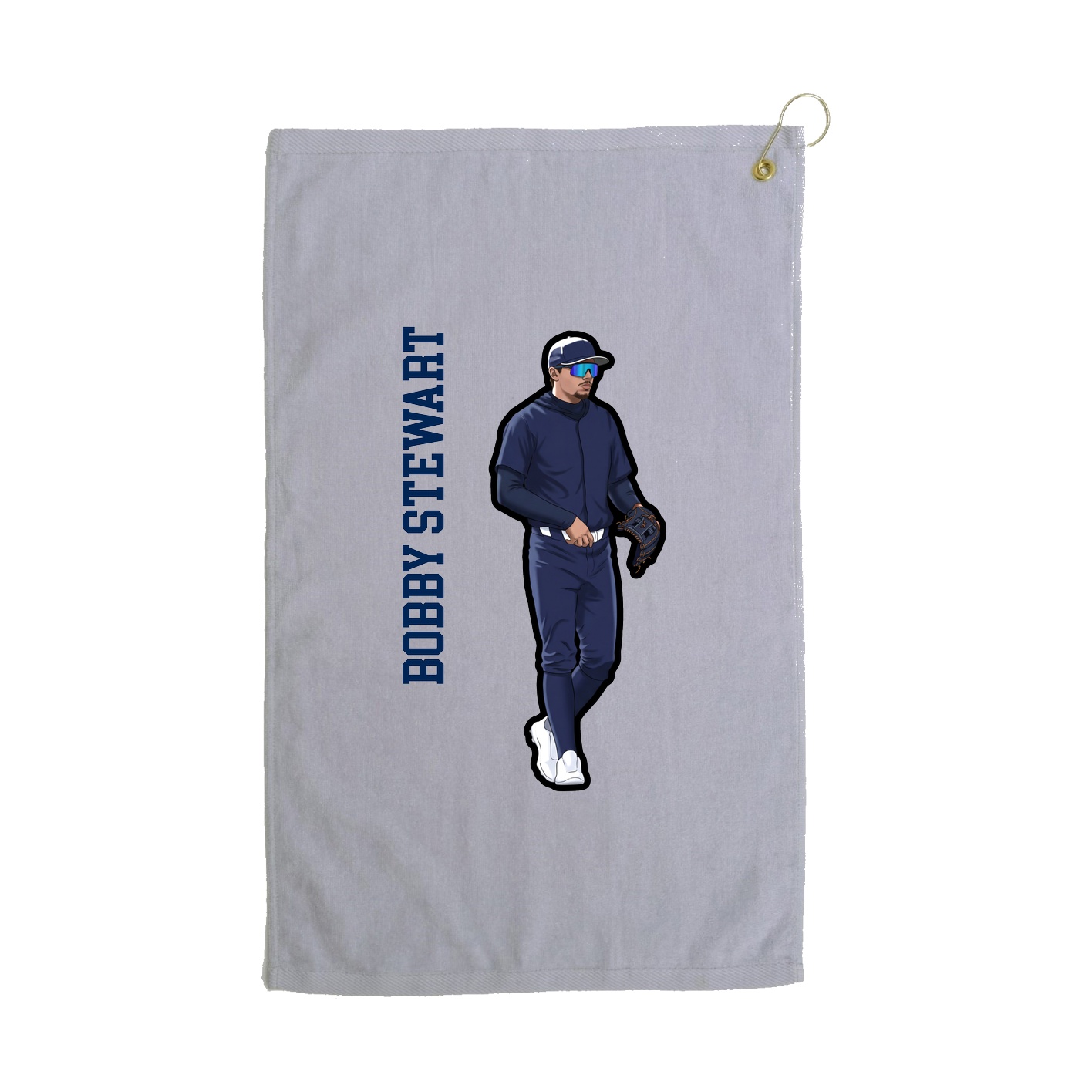 Golf Towel — Name Vertical in Grey