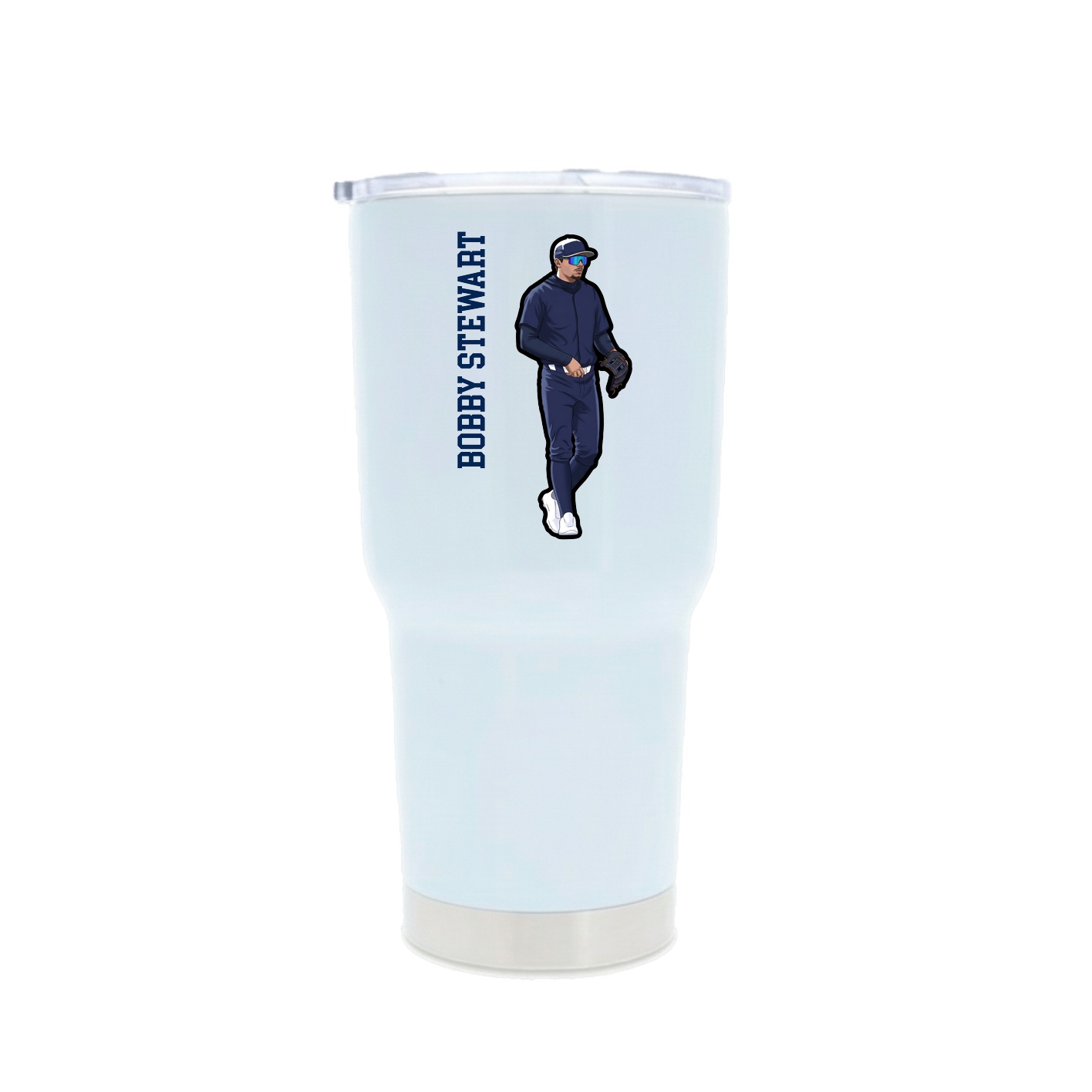 30oz Stainless Steel Tumbler — Name Vertical in White