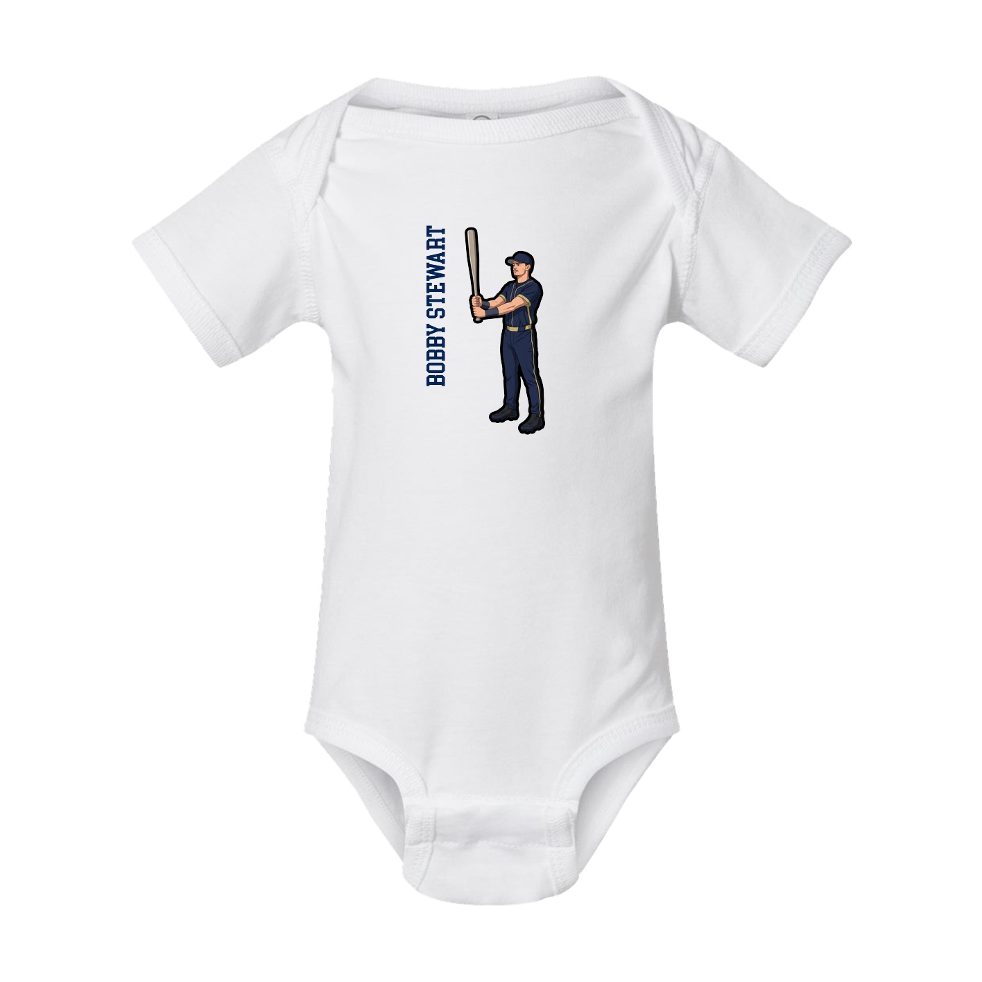 Baby Onesie — Name Vertical in White
