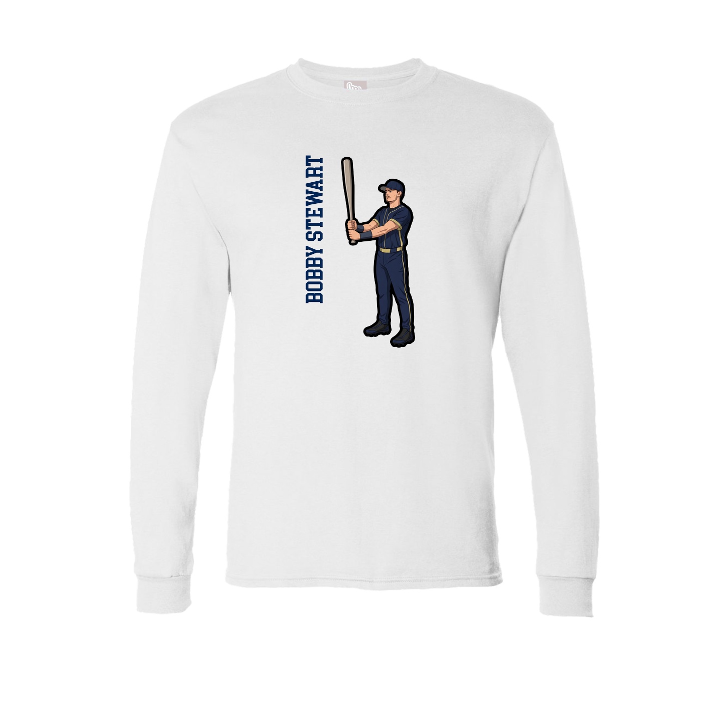 Long Sleeve Tee — Name Vertical in White