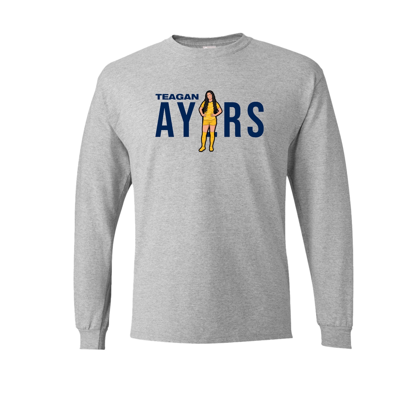Long Sleeve Tee — Player Name in Grey