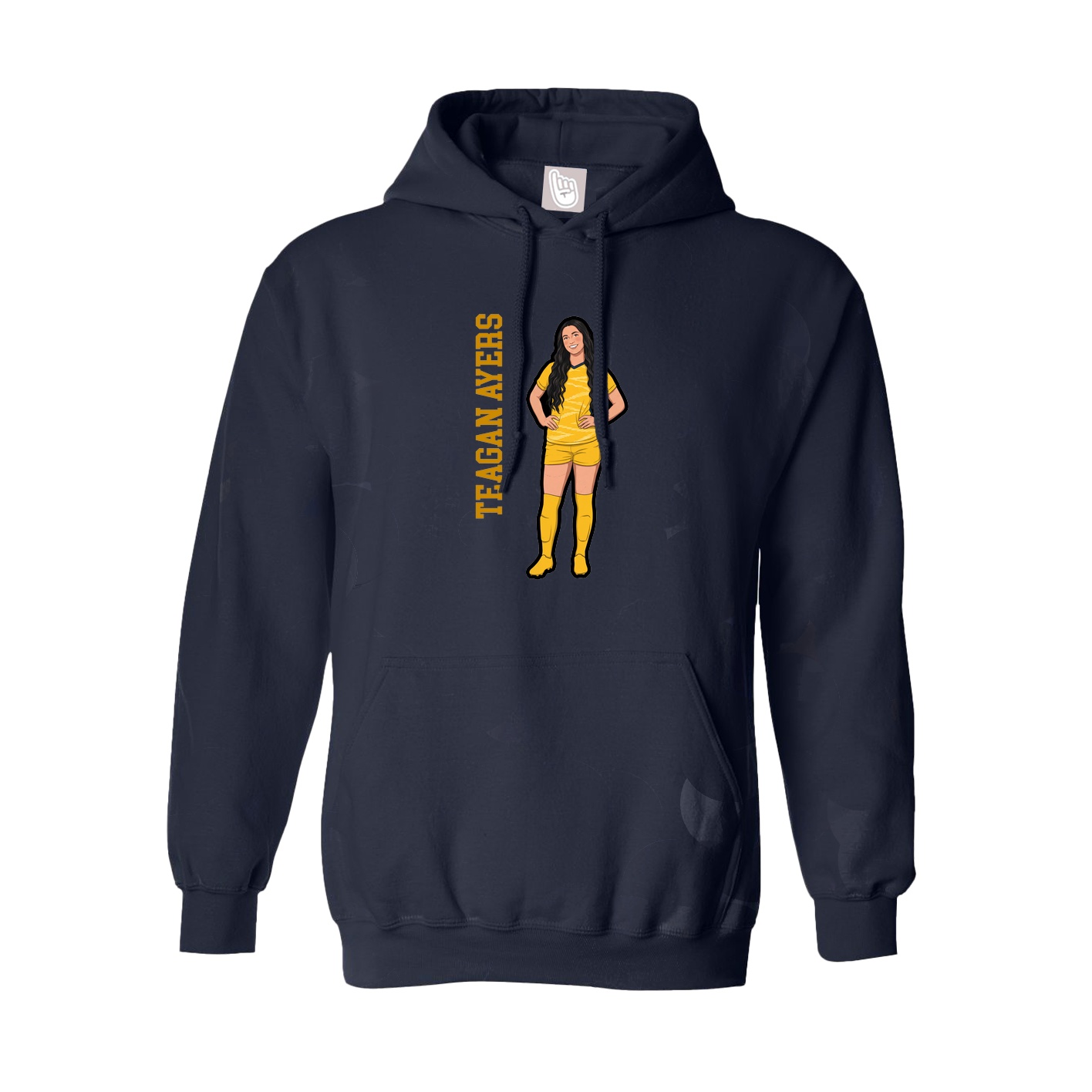 Hoodie — Name Vertical in Navy