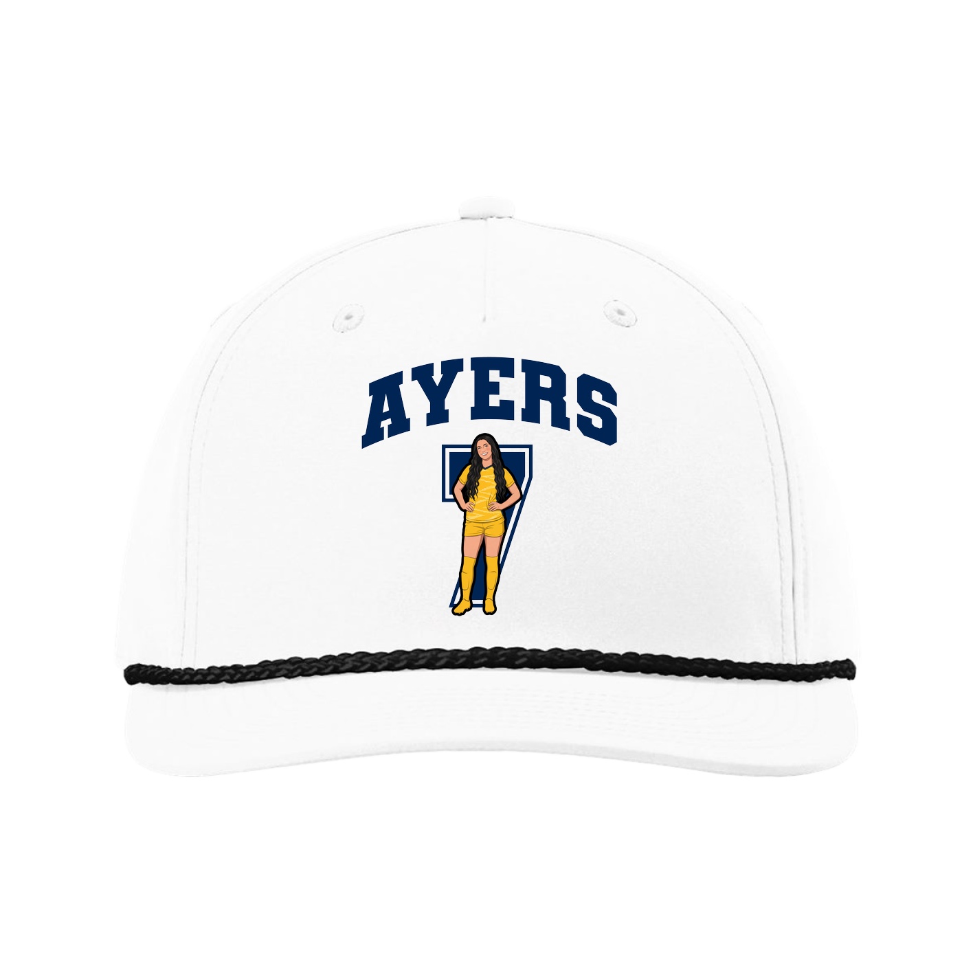 Five-Panel Classic Rope Cap — Number in White