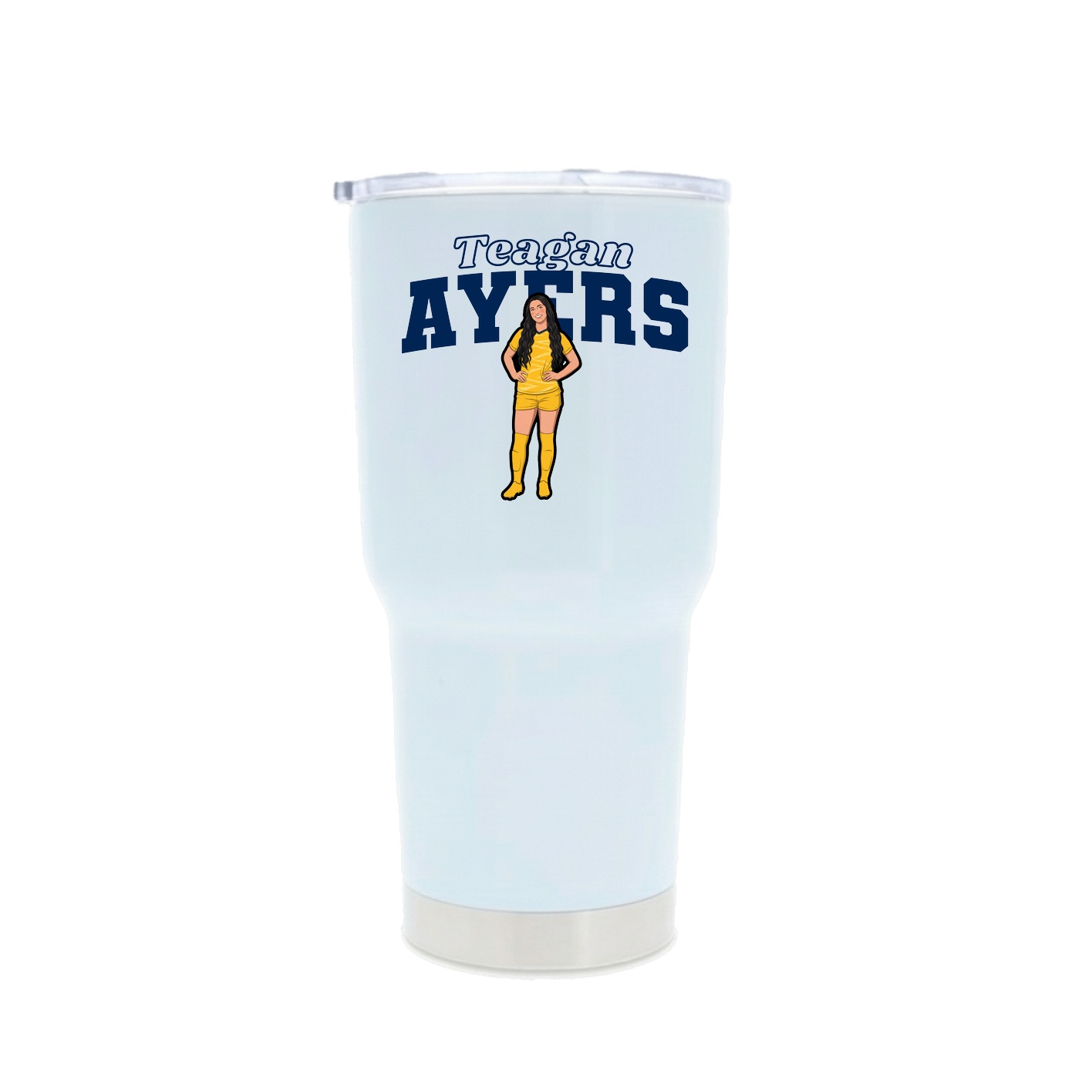 30oz Stainless Steel Tumbler — Name Arch in White