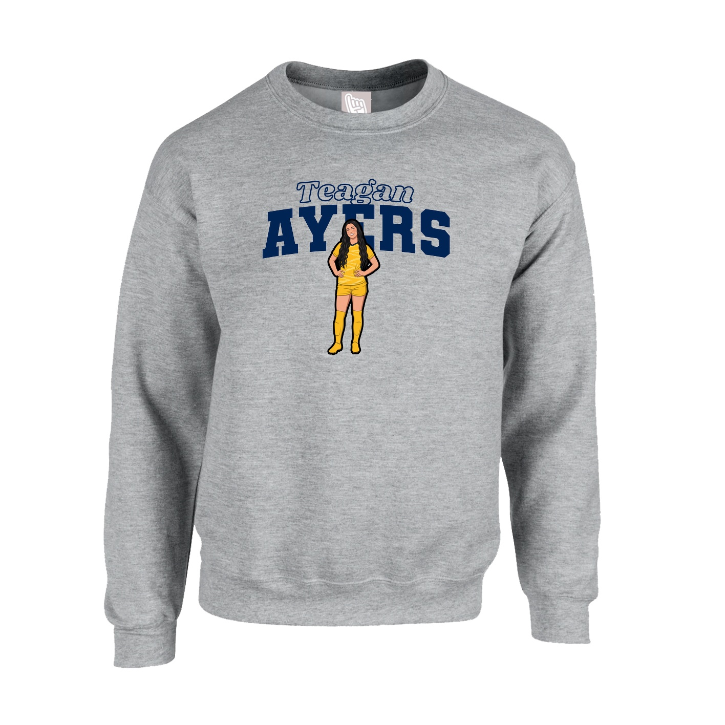 Fleece Crew — Name Arch in Grey