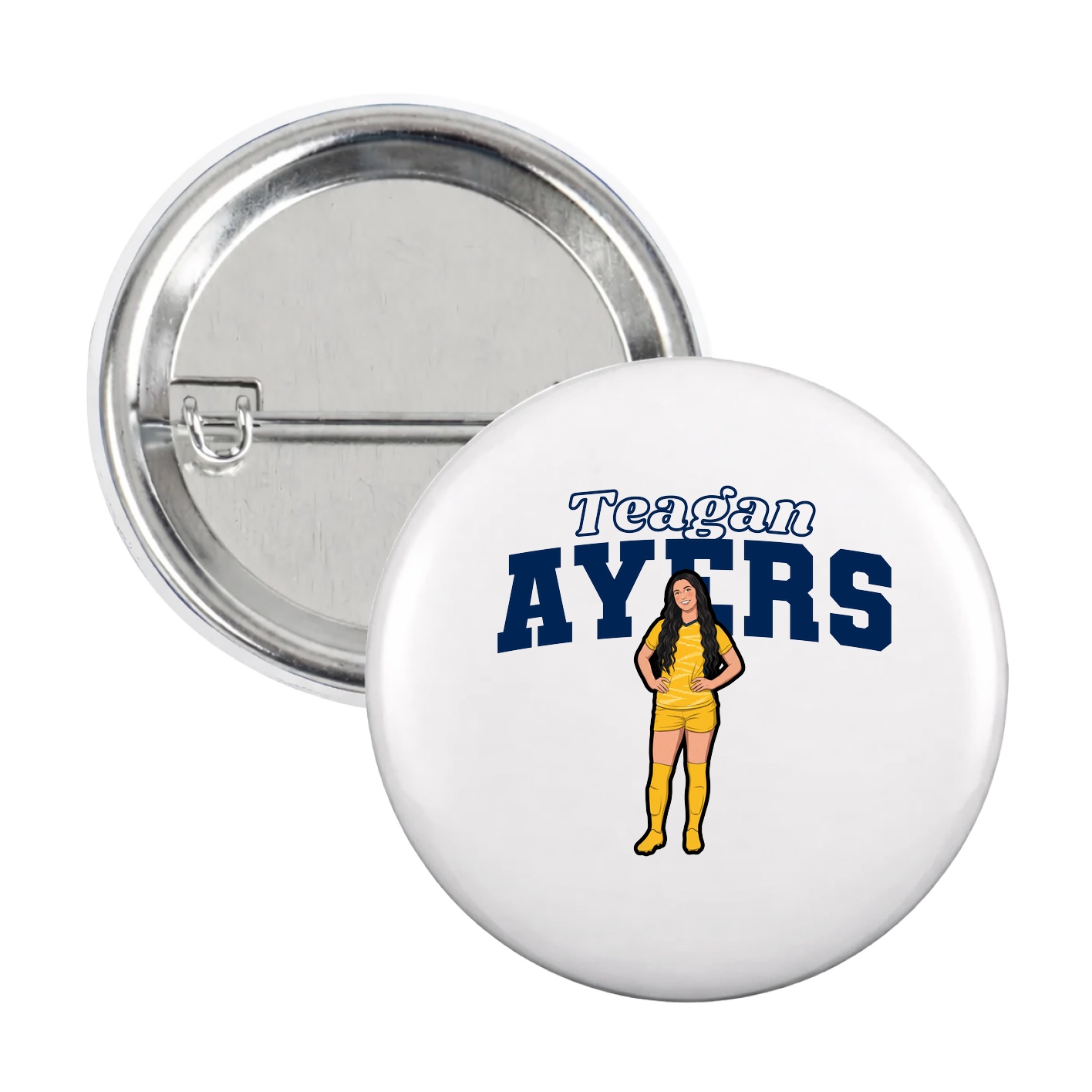 Game Day Button — Name Arch in White