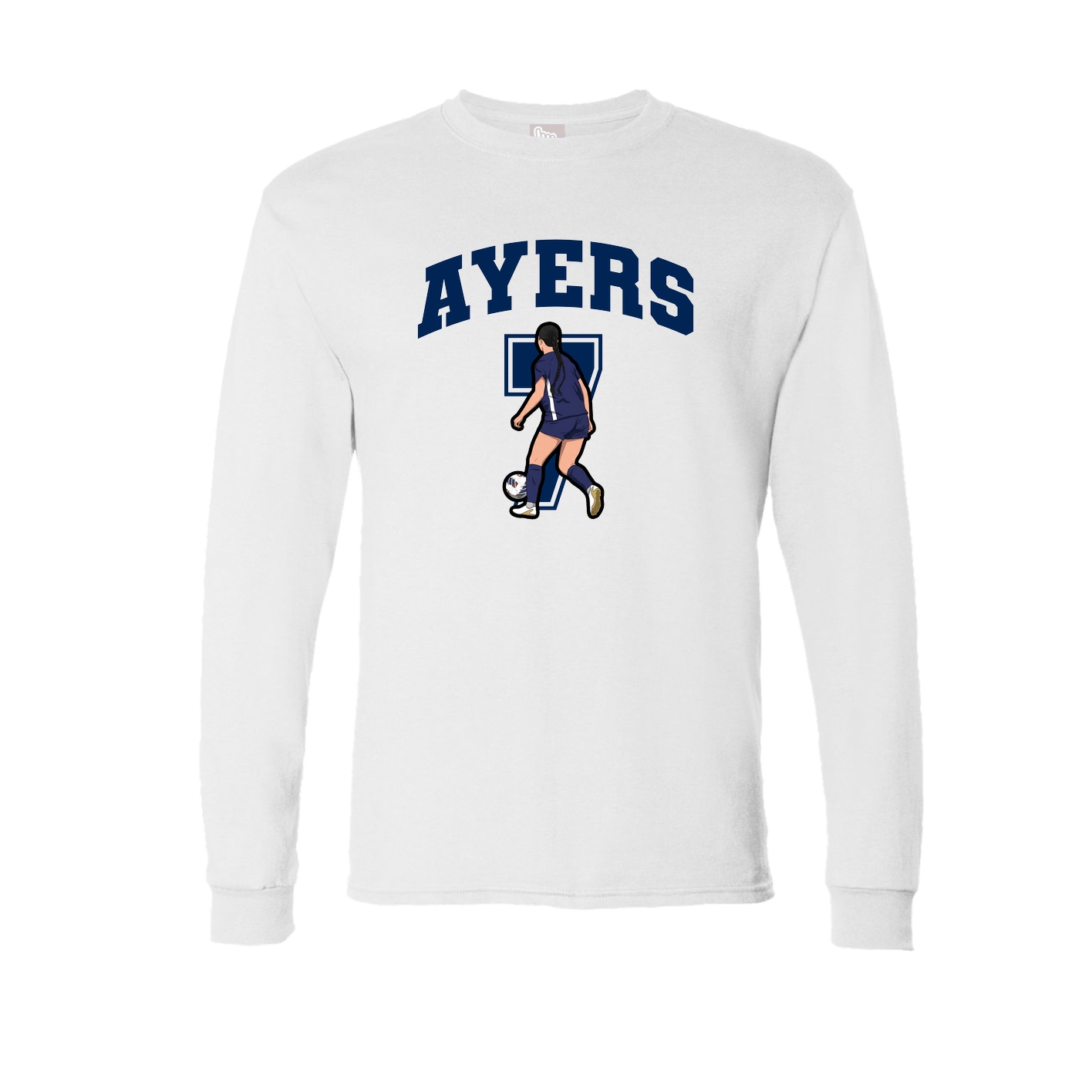 Long Sleeve Tee — Number in White