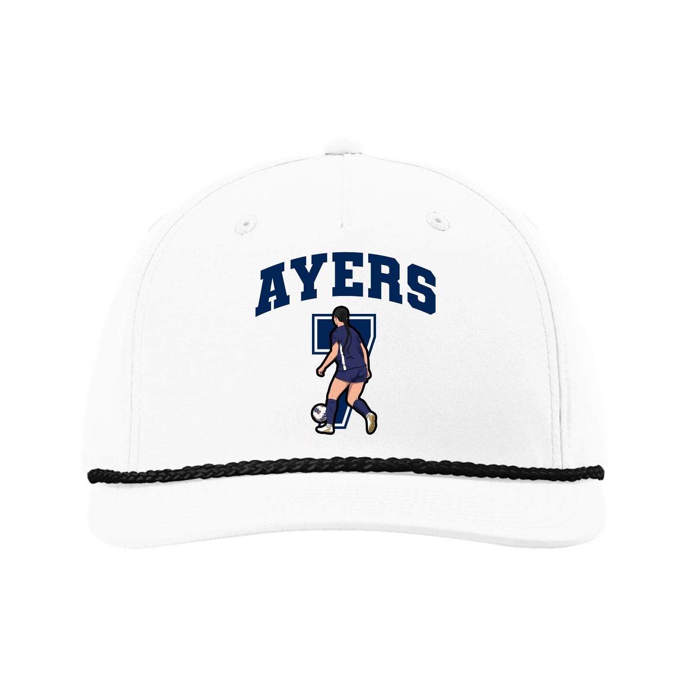 Five-Panel Classic Rope Cap — Number in White