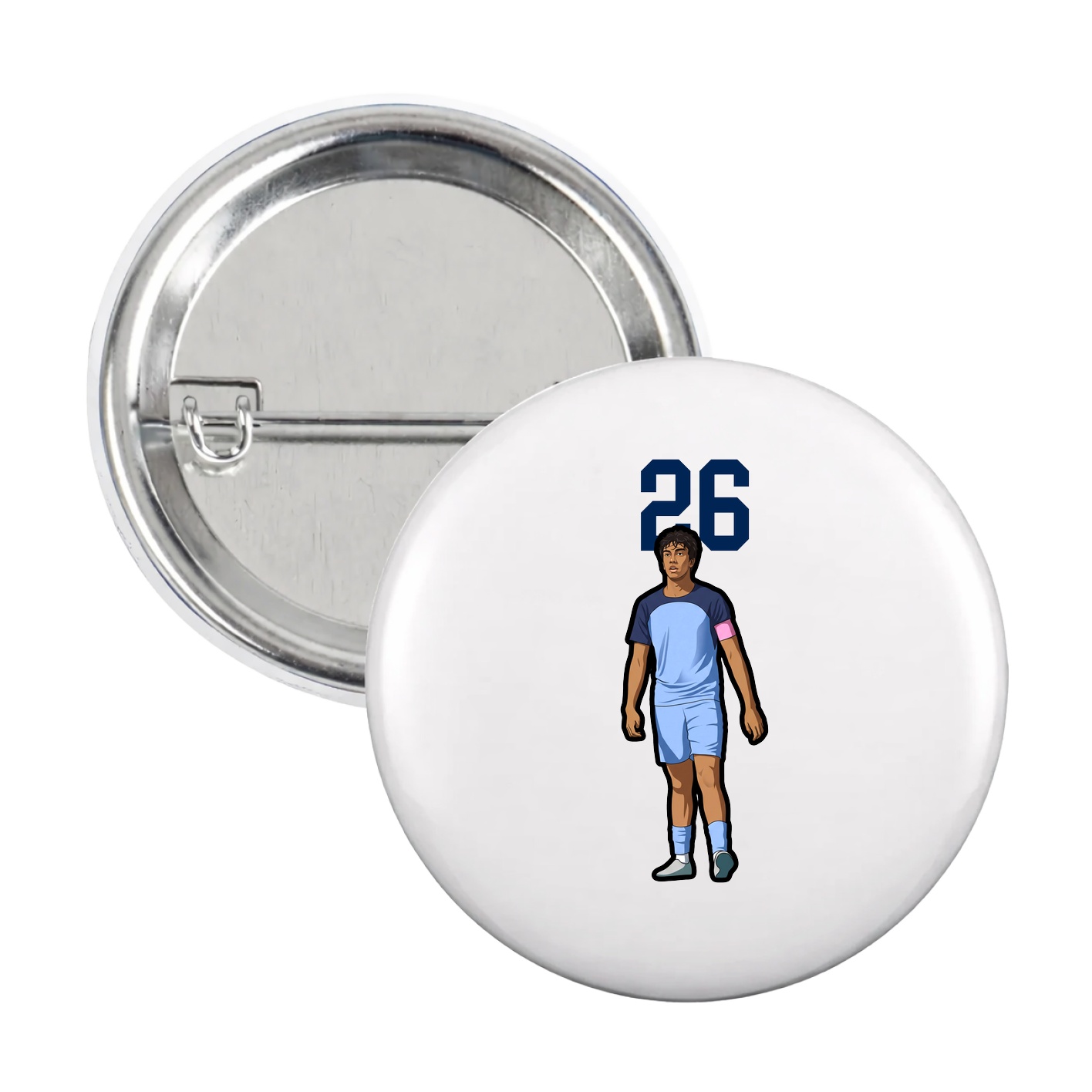 Game Day Button — Number Top in White