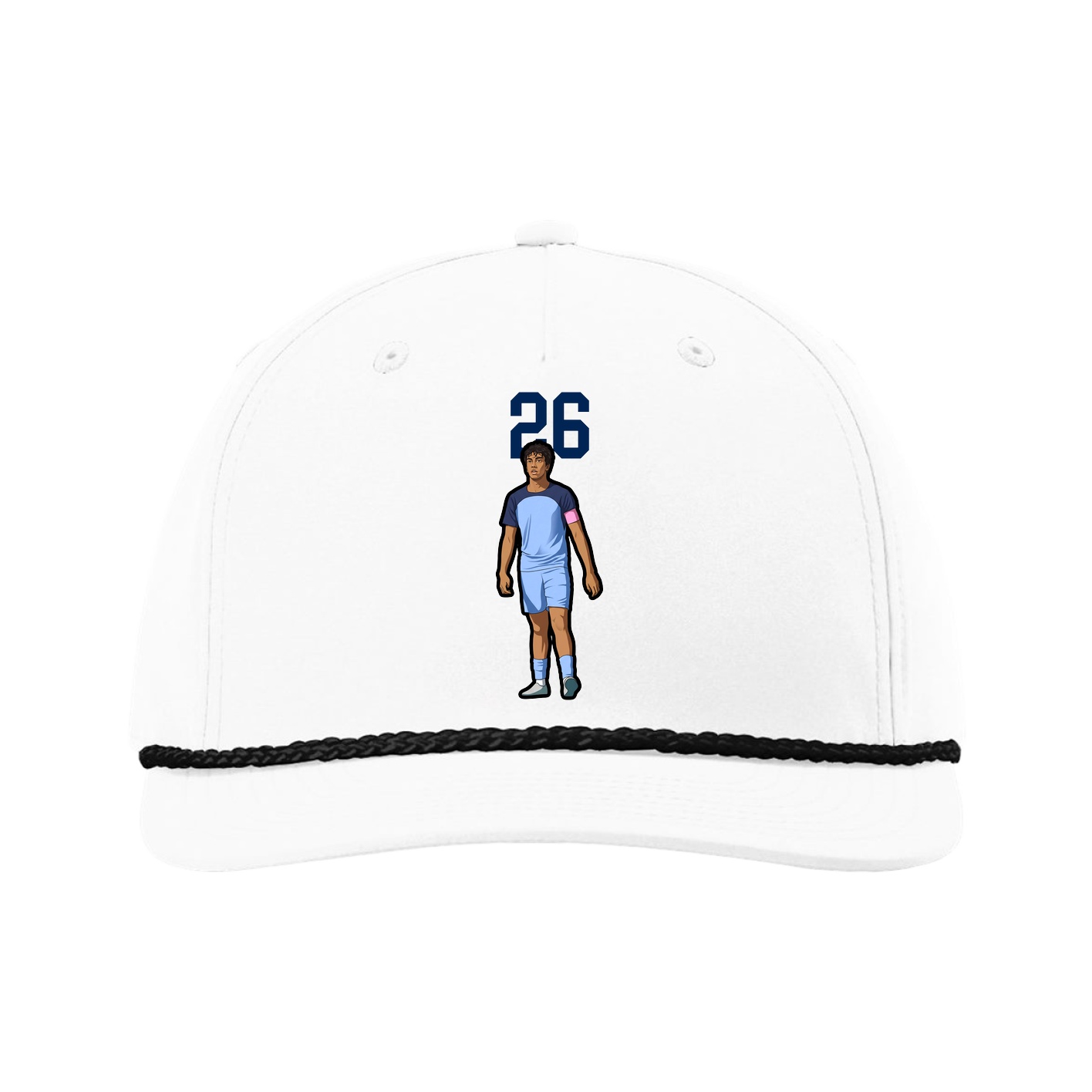 Five-Panel Classic Rope Cap — Number Top in White