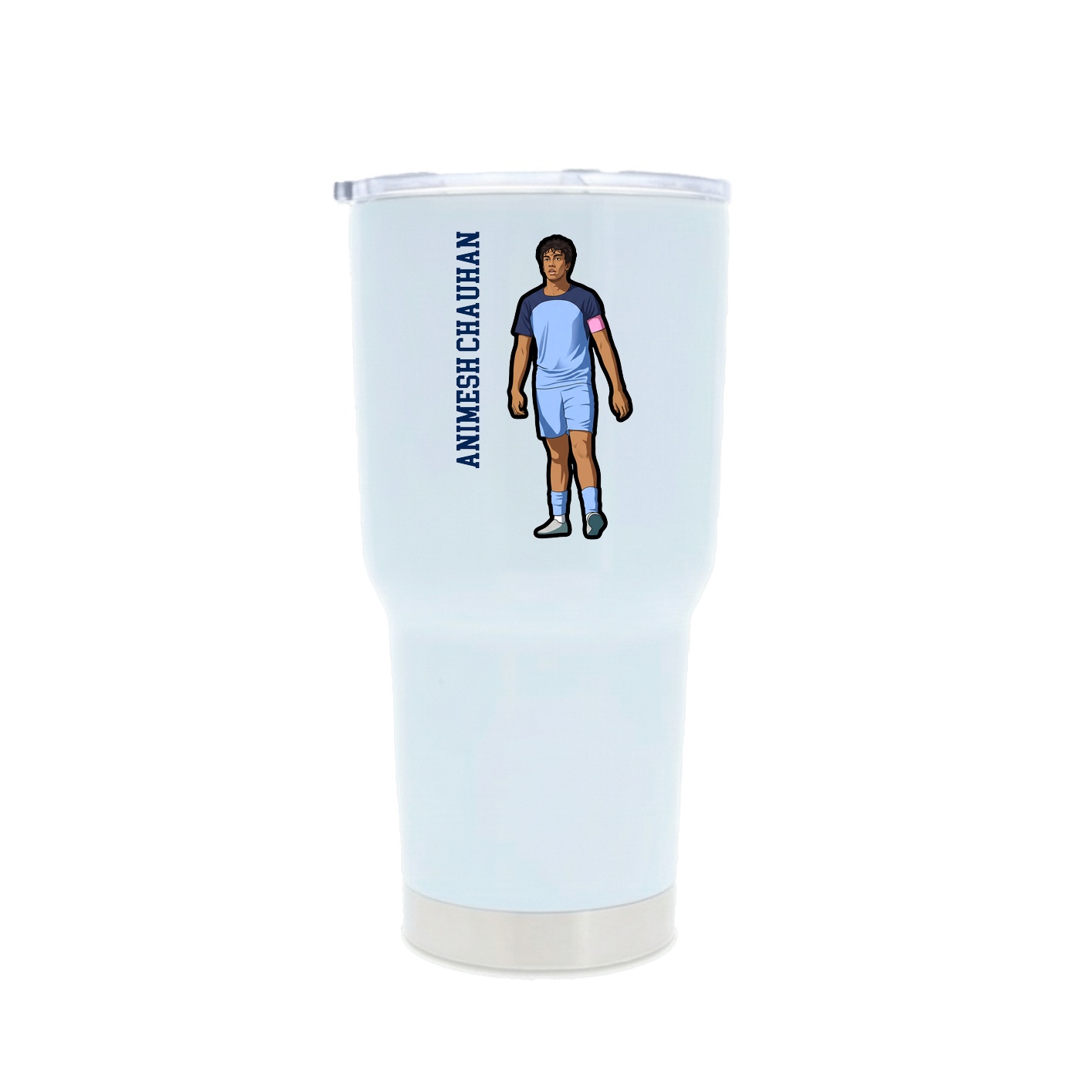 30oz Stainless Steel Tumbler — Name Vertical in White