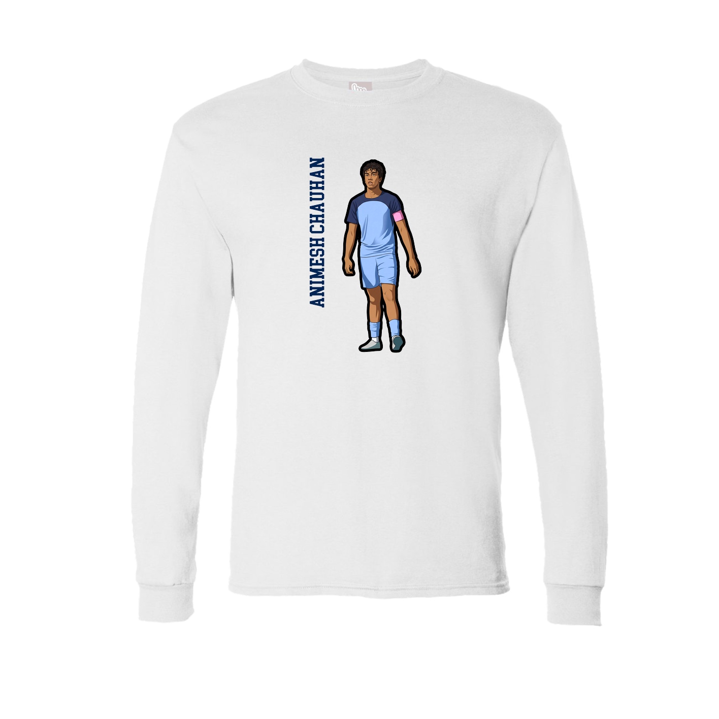 Long Sleeve Tee — Name Vertical in White
