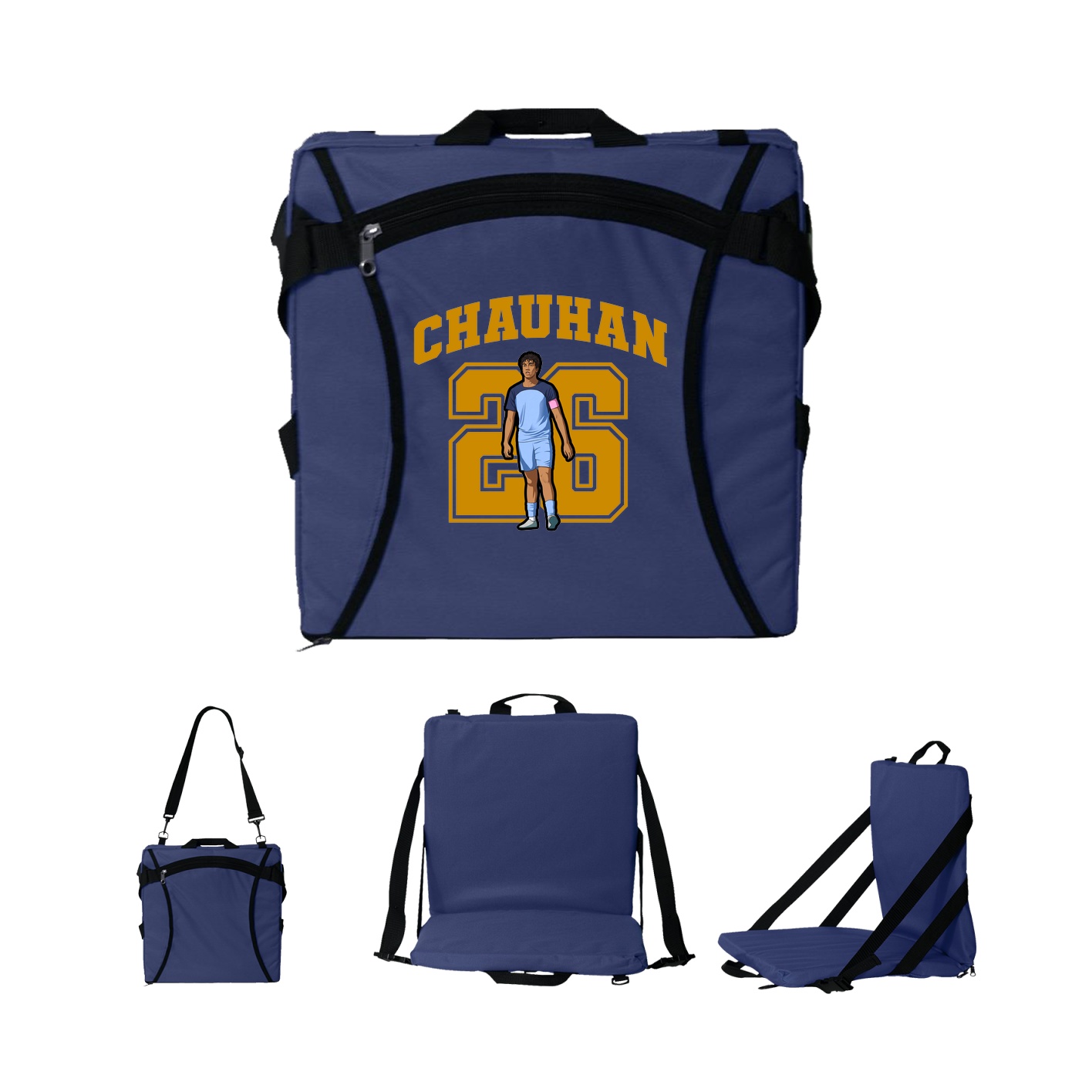 Folding Stadium Seat — Number in Navy