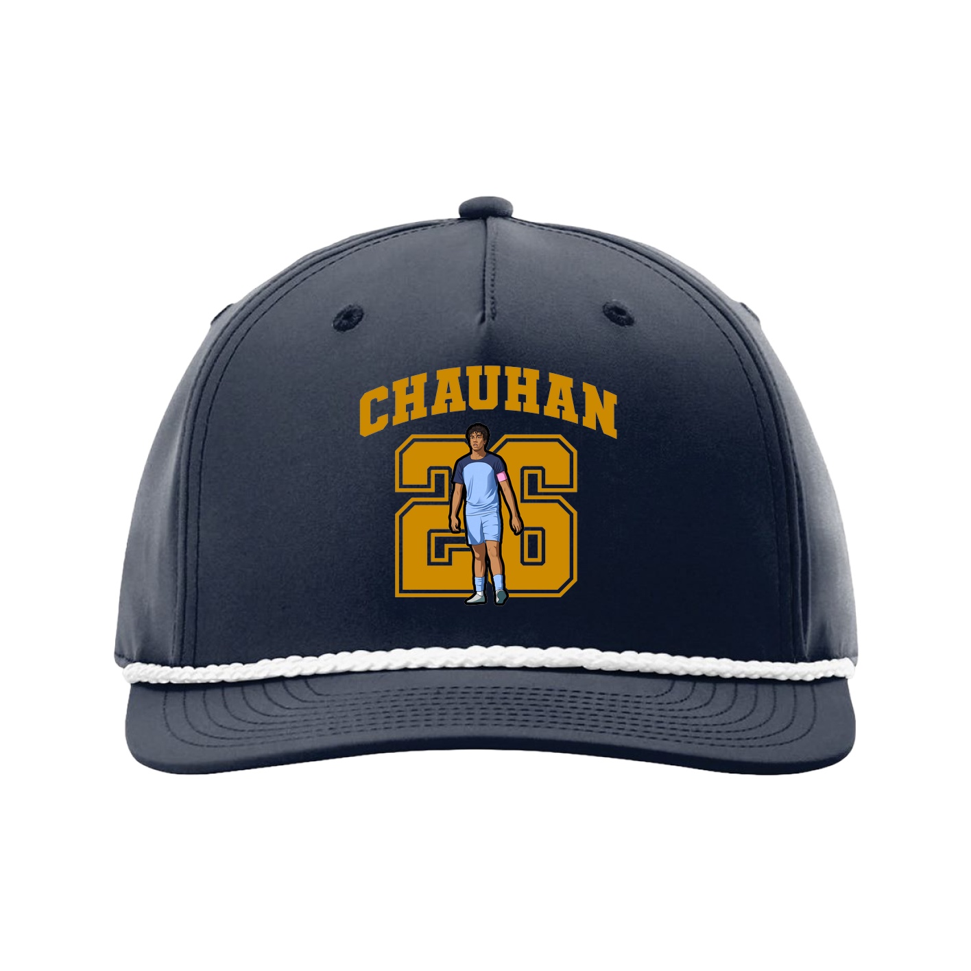 Five-Panel Classic Rope Cap — Number in Navy